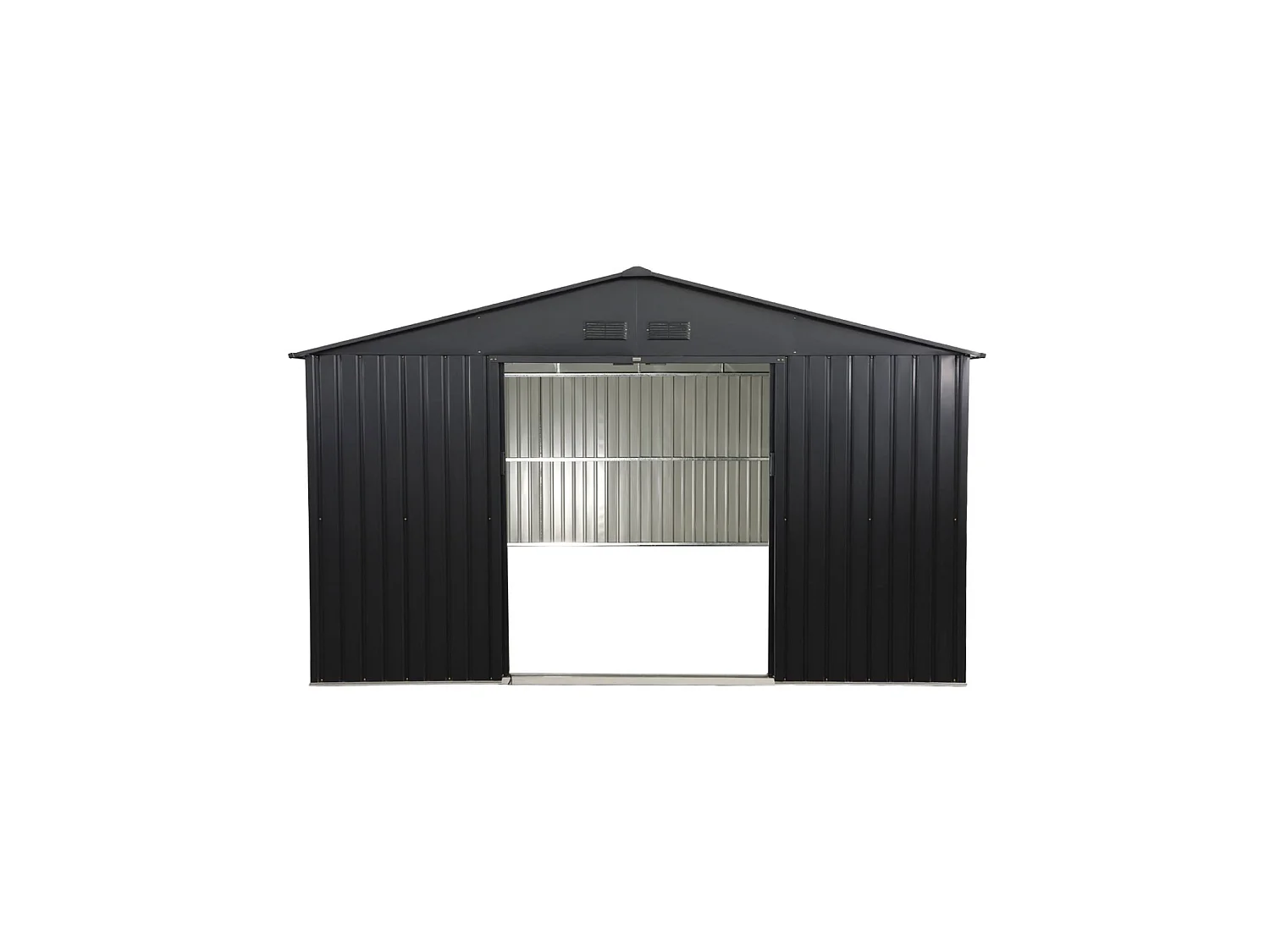 Abri de jardin acier galvanisé 15.35m² avec kit d'ancrage anthracite - Viroloix