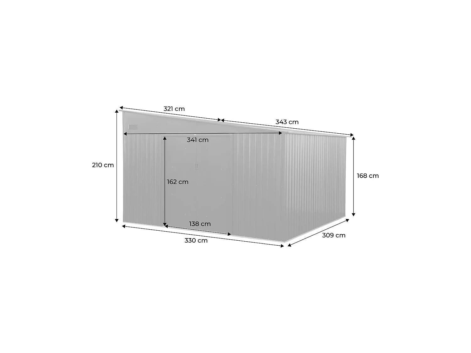 Abri de jardin adossable acier galvanisé 11.01 m² avec kit d'ancrage anthracite - Santerre