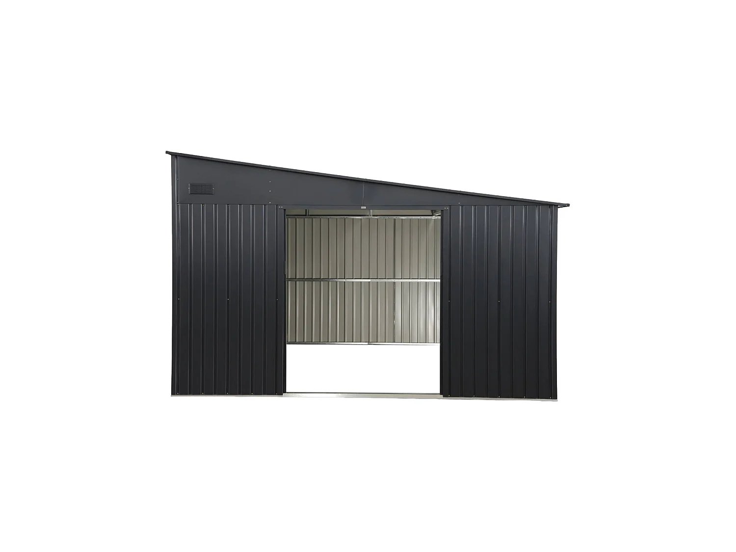 Abri de jardin adossable acier galvanisé 11.01 m² avec kit d'ancrage anthracite - Santerre