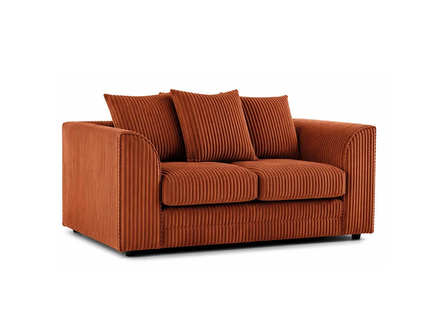 Luxor 2 Seater Sofa Scatter Back Fabric Jumbo Cord Orange