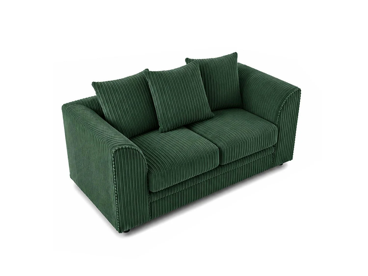 Luxor 2 Seater Sofa Scatter Back Fabric Jumbo Cord Green