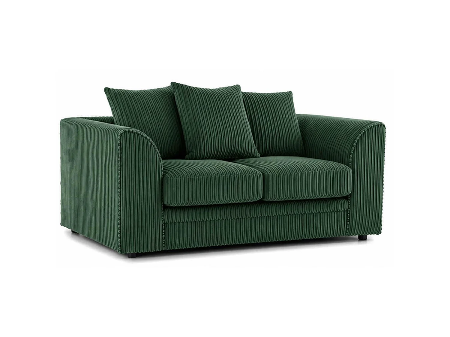 Luxor 2 Seater Sofa Scatter Back Fabric Jumbo Cord Green