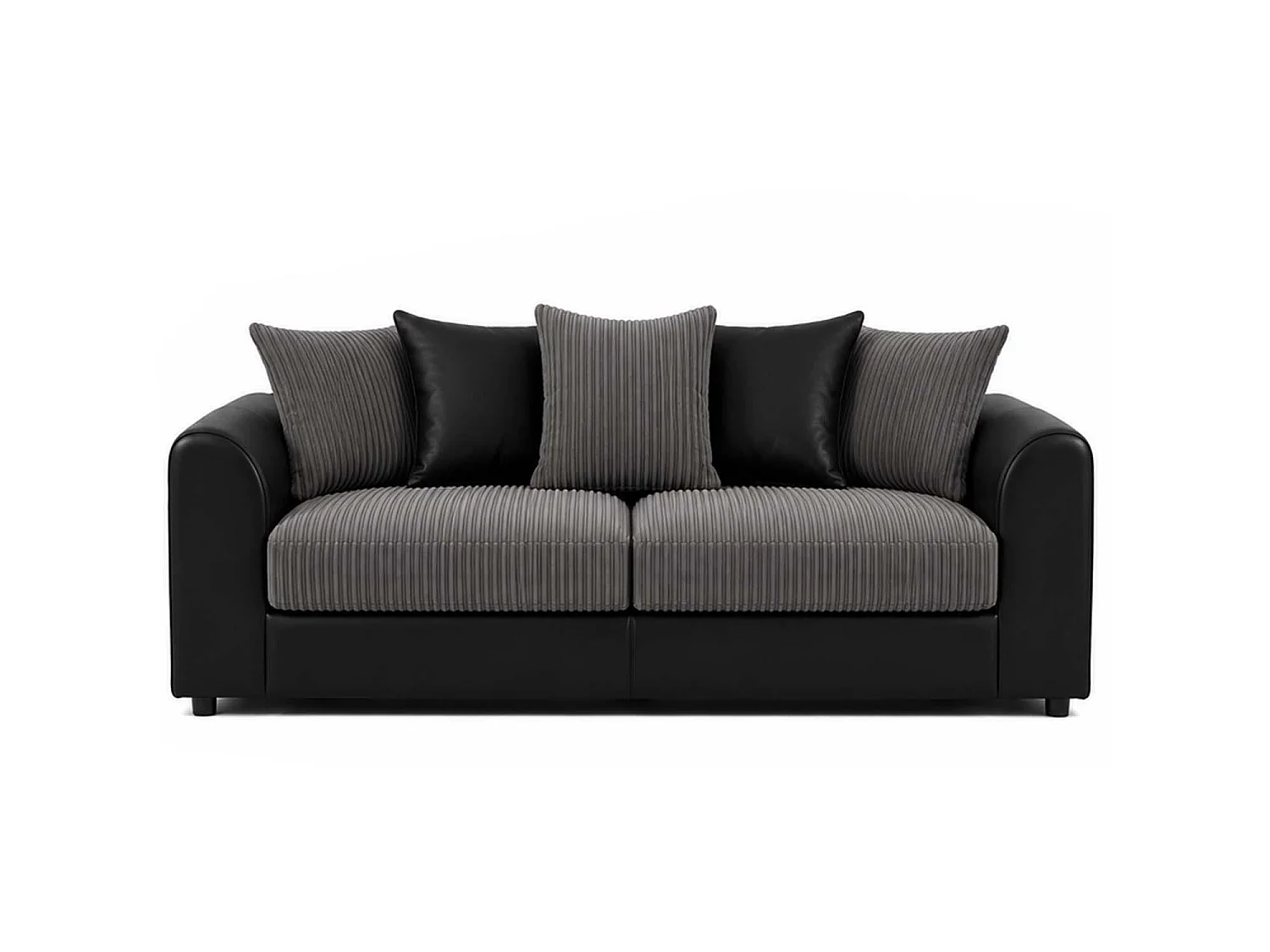Luxor 3 Seater Sofa Scatter Back Fabric Cord Black Grey