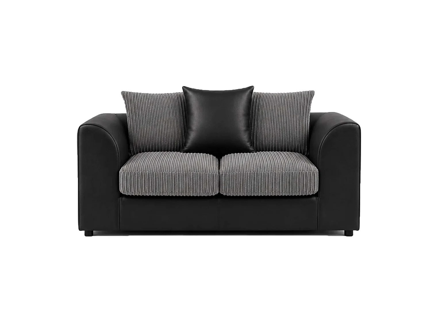 Luxor 2 Seater Sofa Scatter Back Fabric Cord Black Grey