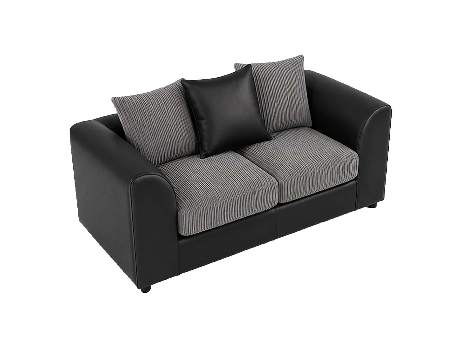Luxor 2 Seater Sofa Scatter Back Fabric Cord Black Grey