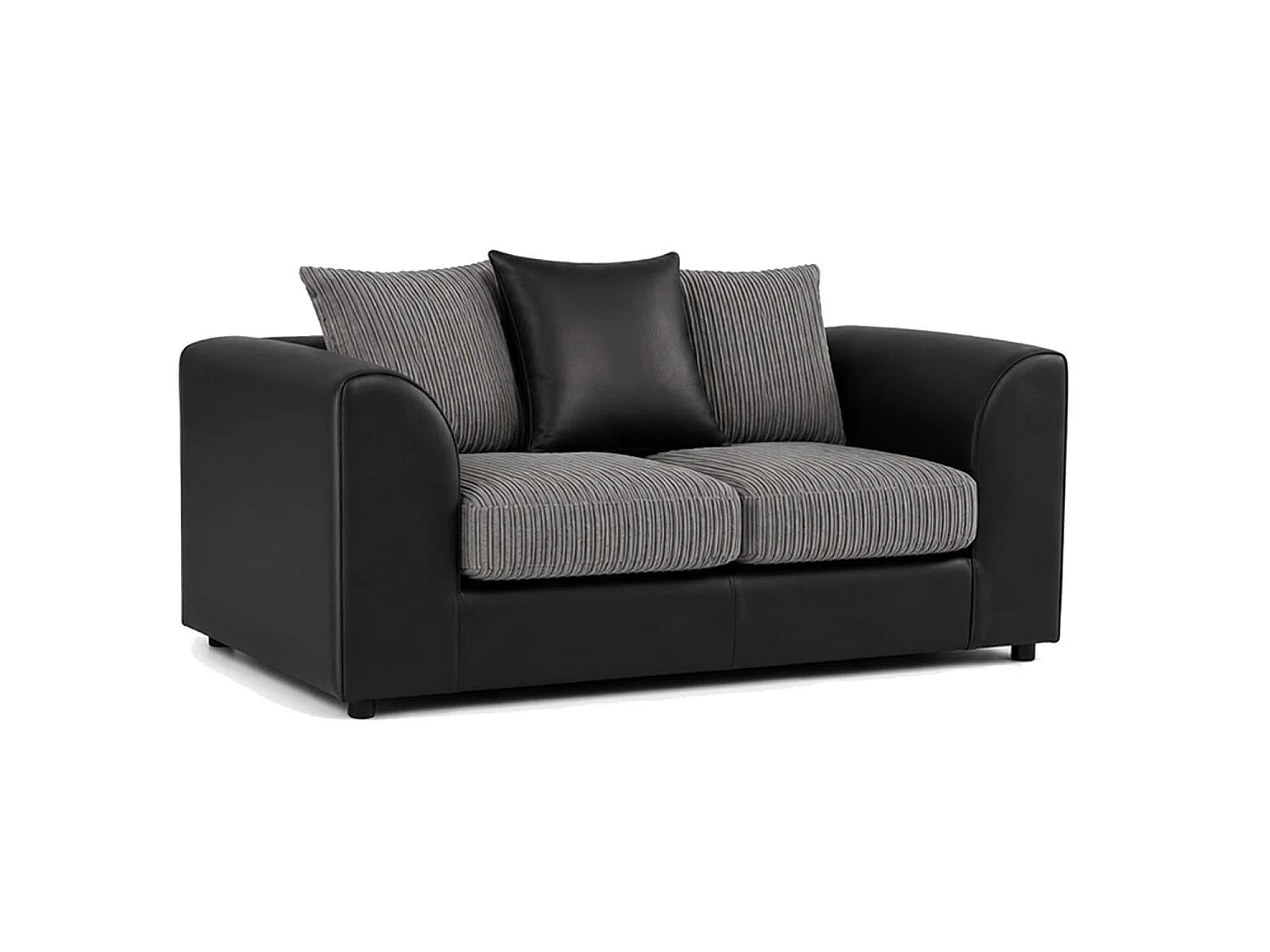 Luxor 2 Seater Sofa Scatter Back Fabric Cord Black Grey