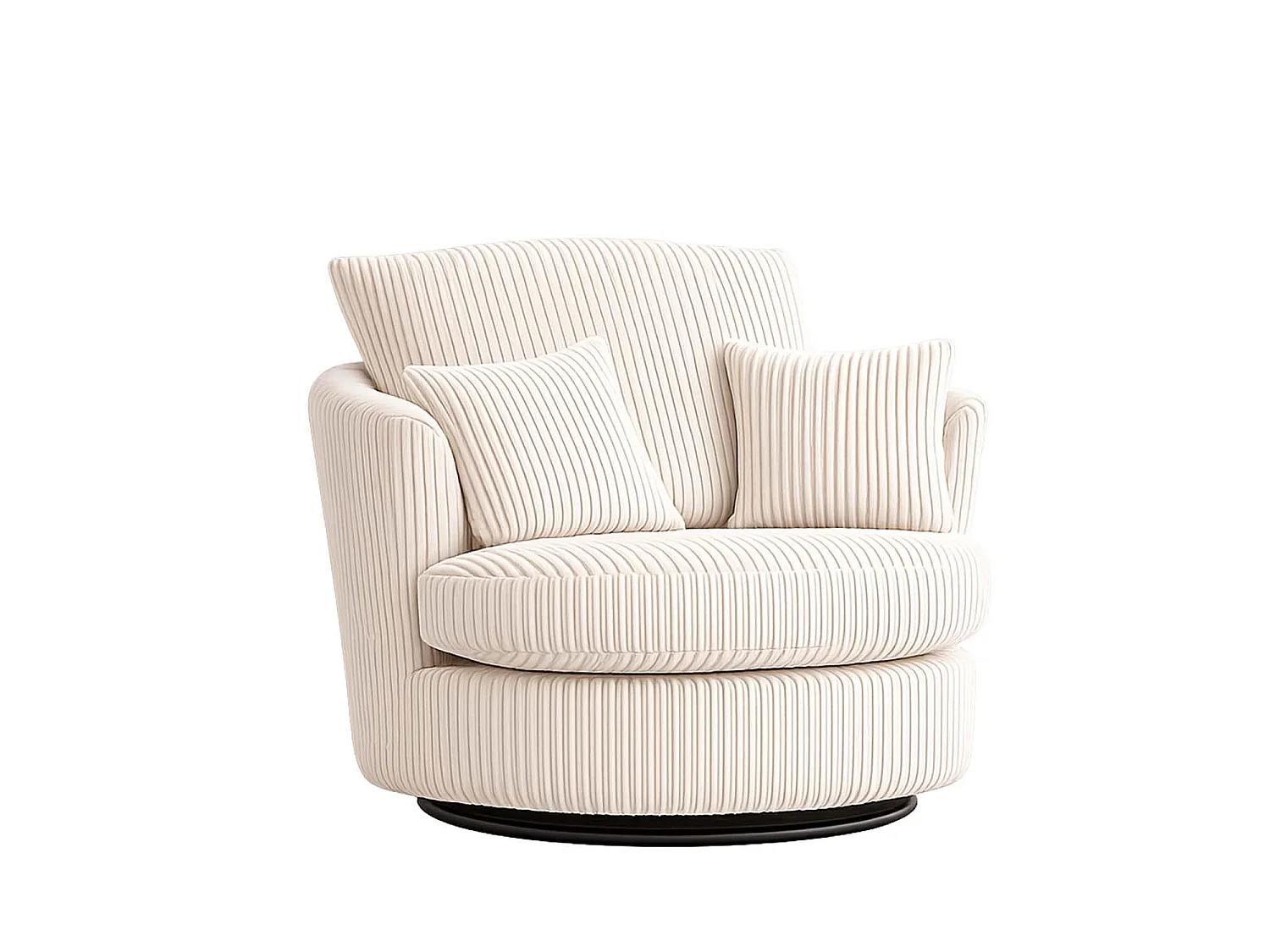 Luxor Cream Cord Single Seater Rotating Swivel Chair Living Room