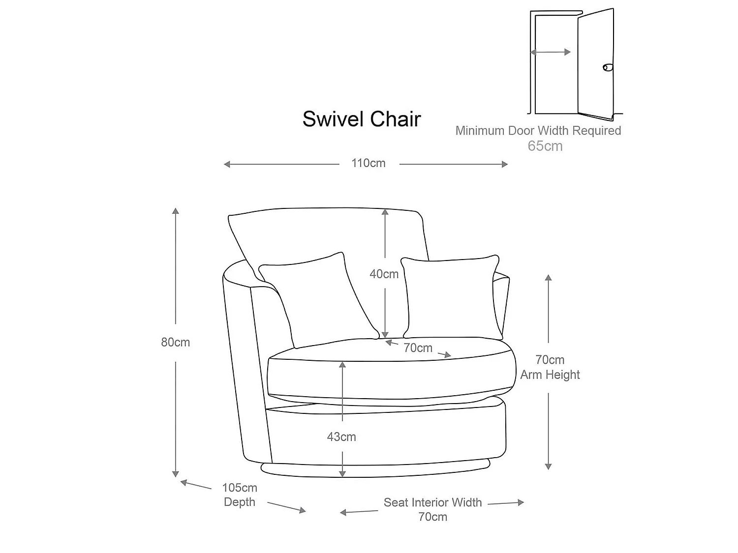 Luxor Chocolate Cord Single Seater Rotating Swivel Chair Living Room