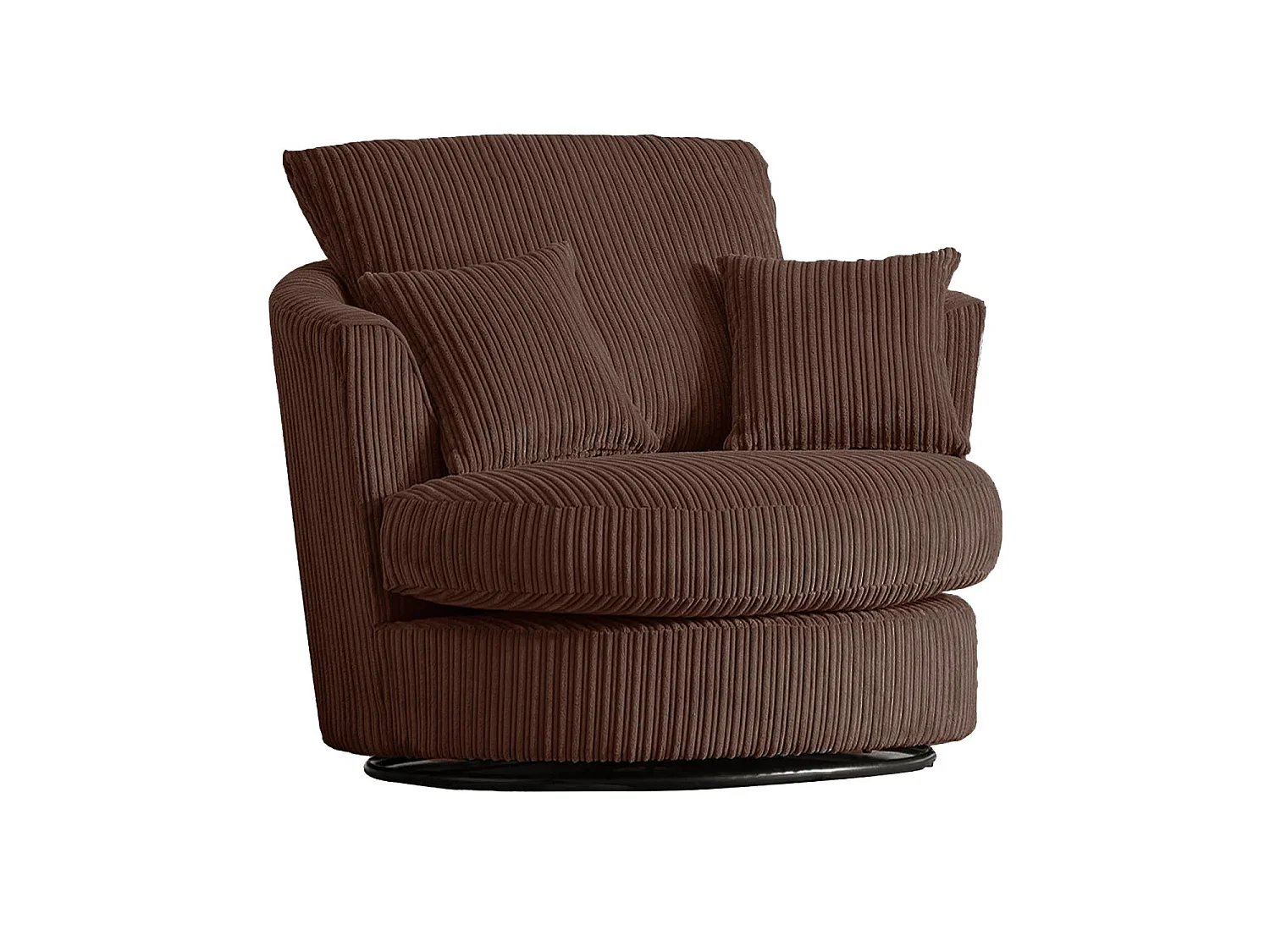 Luxor Chocolate Cord Single Seater Rotating Swivel Chair Living Room