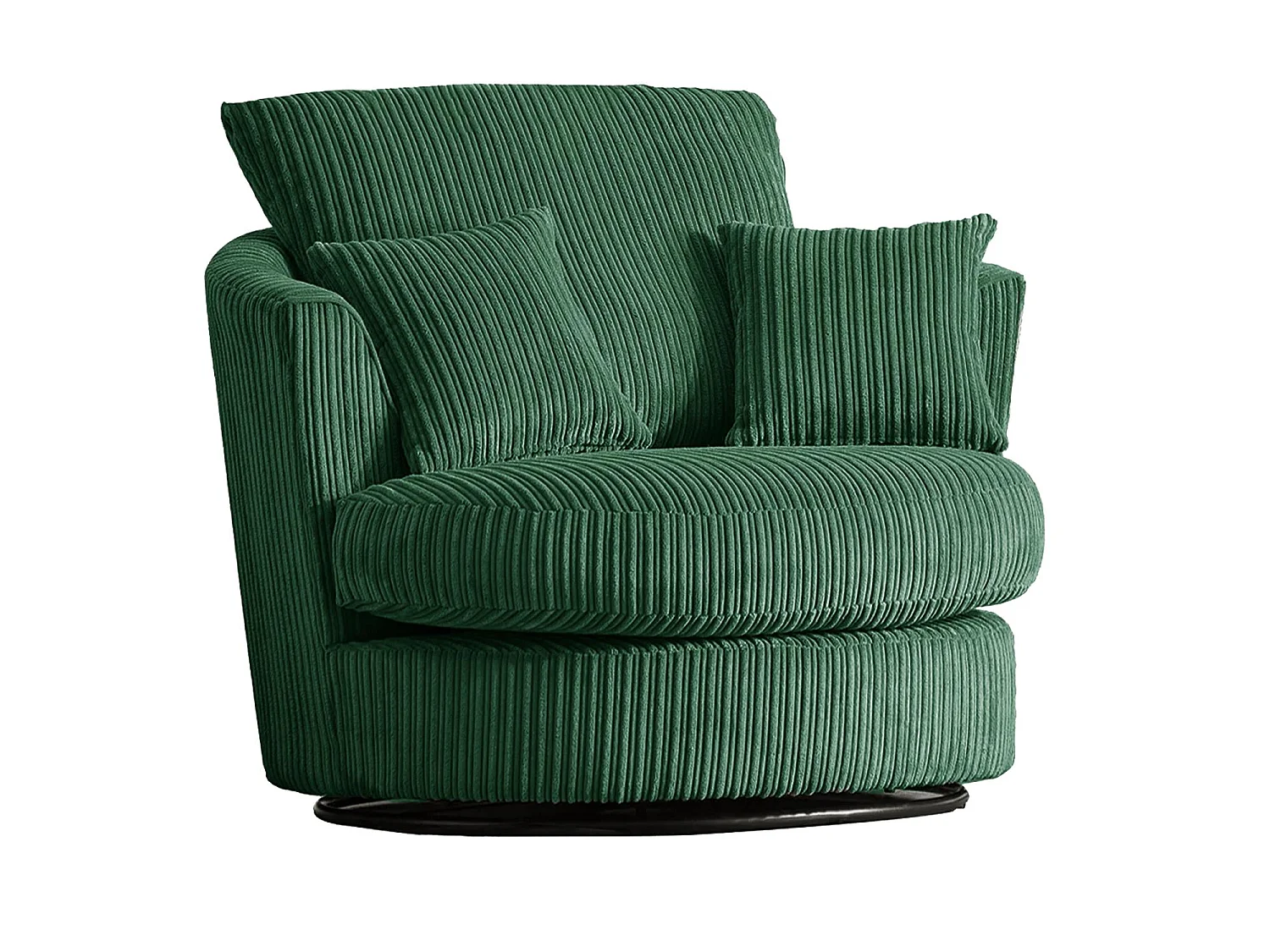 Luxor Green Cord Single Seater Rotating Swivel Chair Living Room