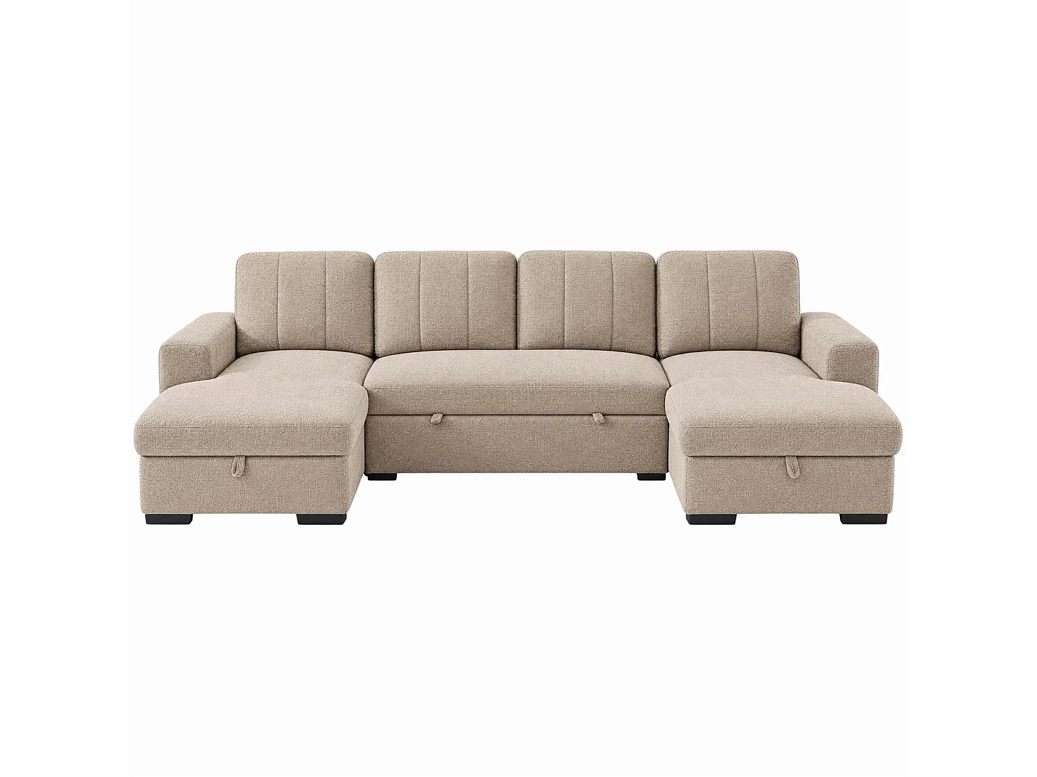 Comaro Beige U Shaped Sofa Bed 5 Seater with Twin Storage Chaises