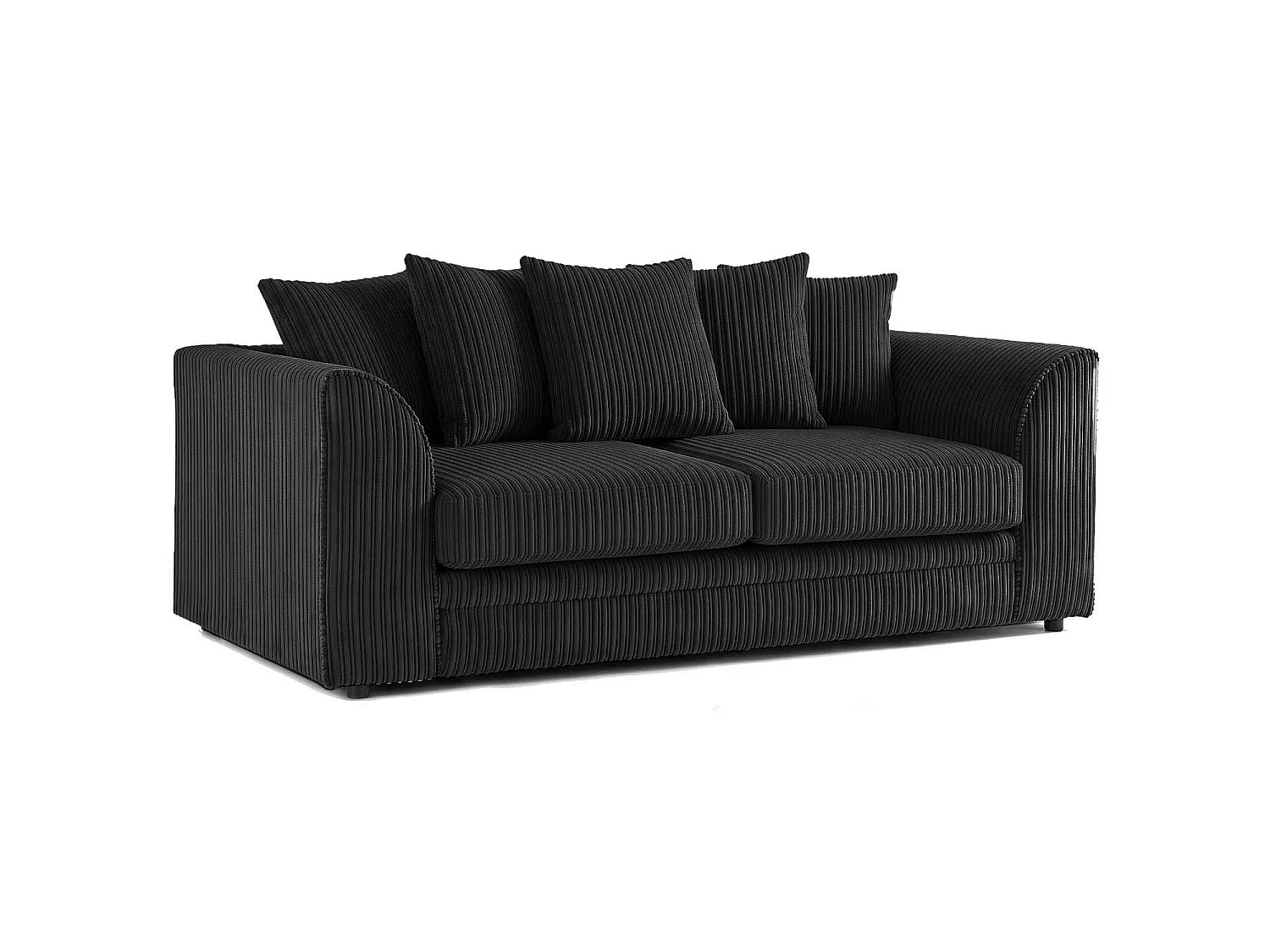 Luxor 3 Seater Sofa Scatter Back Fabric Jumbo Cord Black