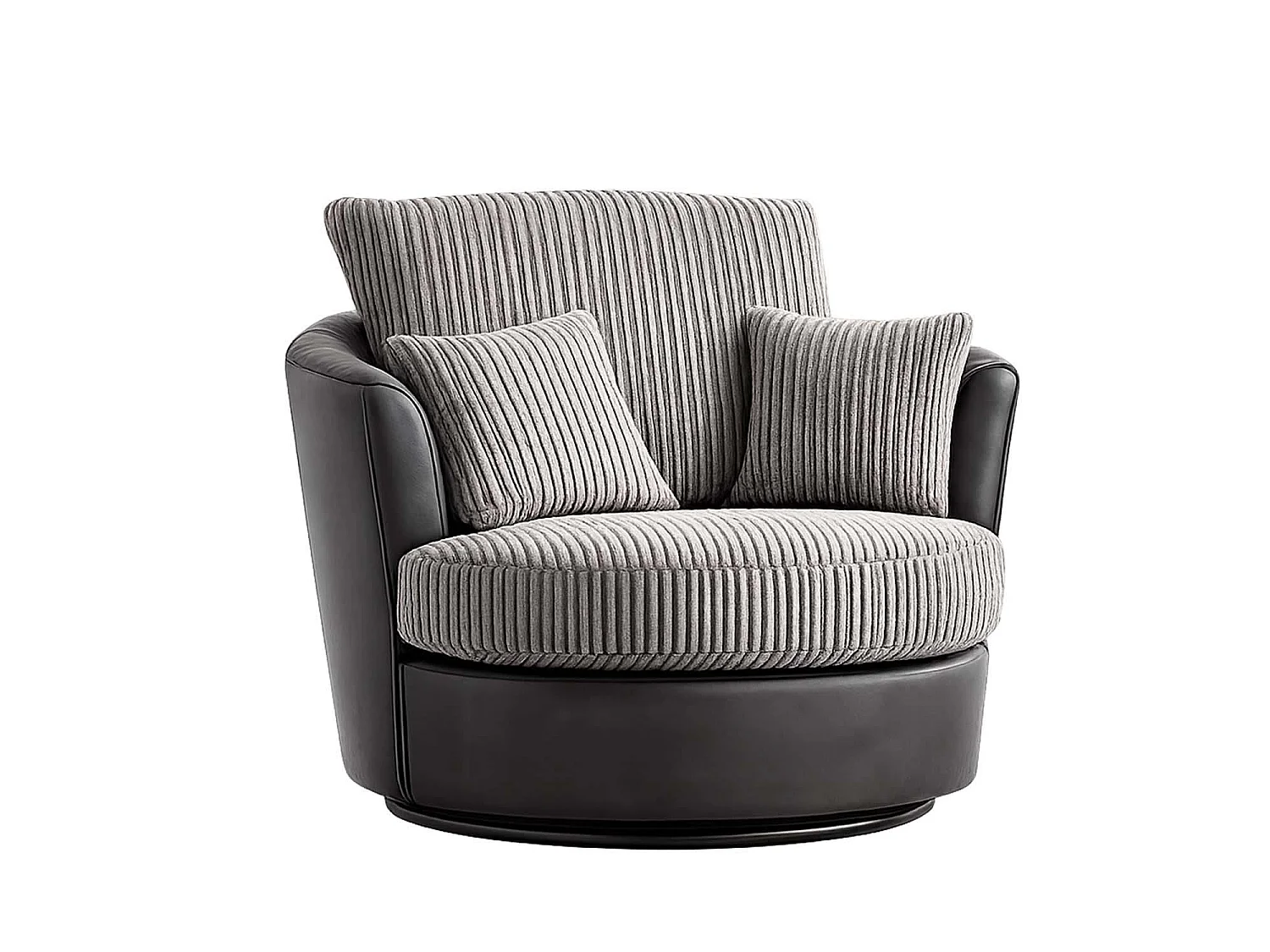 Luxor Black and Grey Cord Single Seater Rotating Swivel Chair
