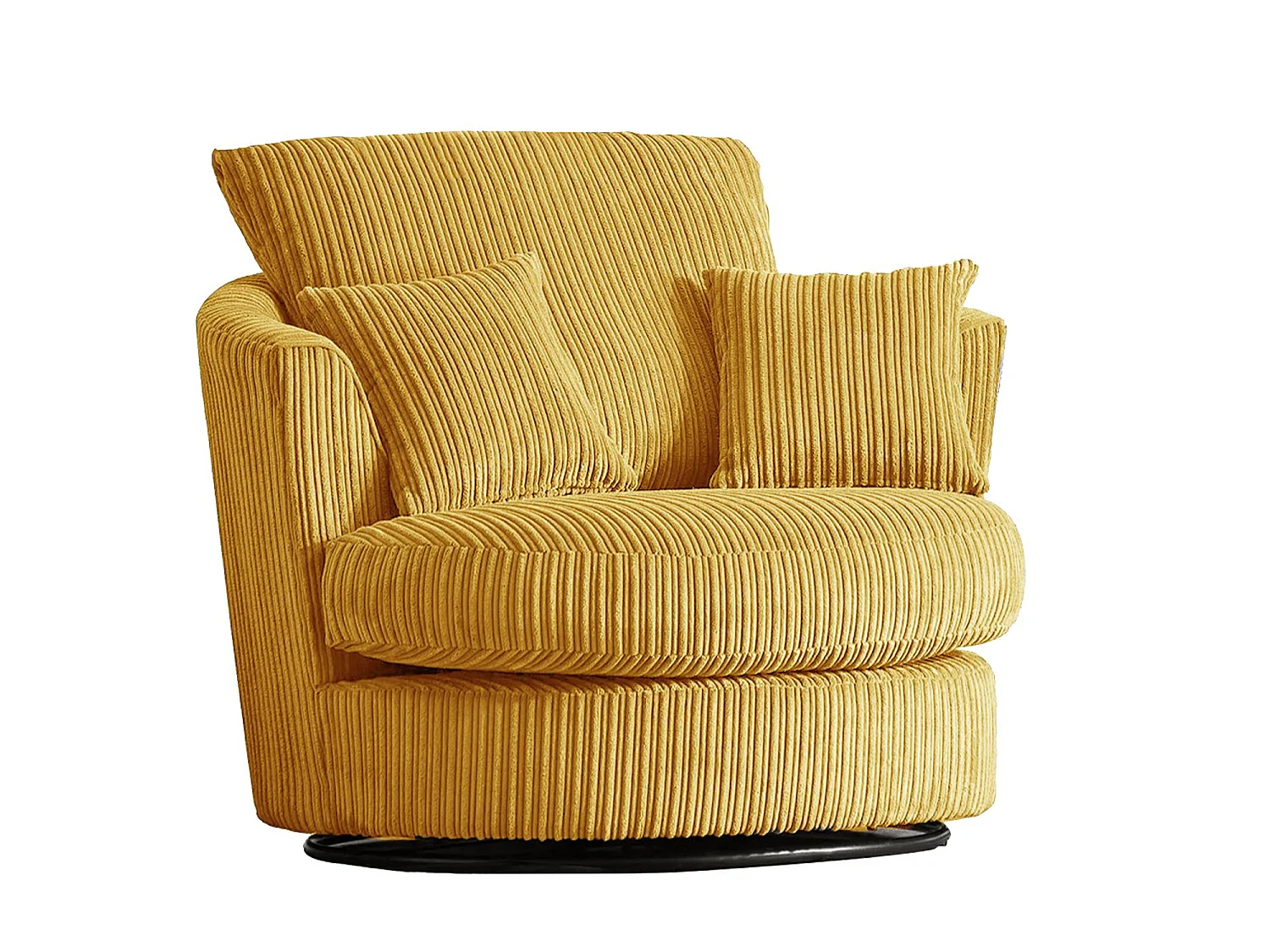 Luxor Mustard Cord Single Seater Rotating Swivel Chair Living Room