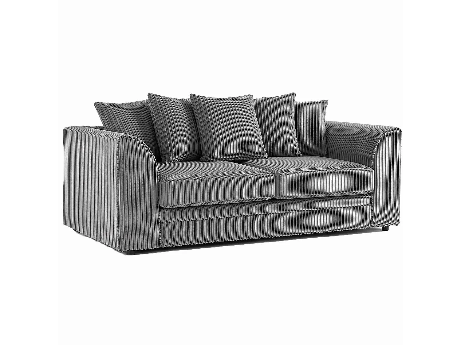 Luxor 3 Seater Sofa Scatter Back Fabric Jumbo Cord Grey