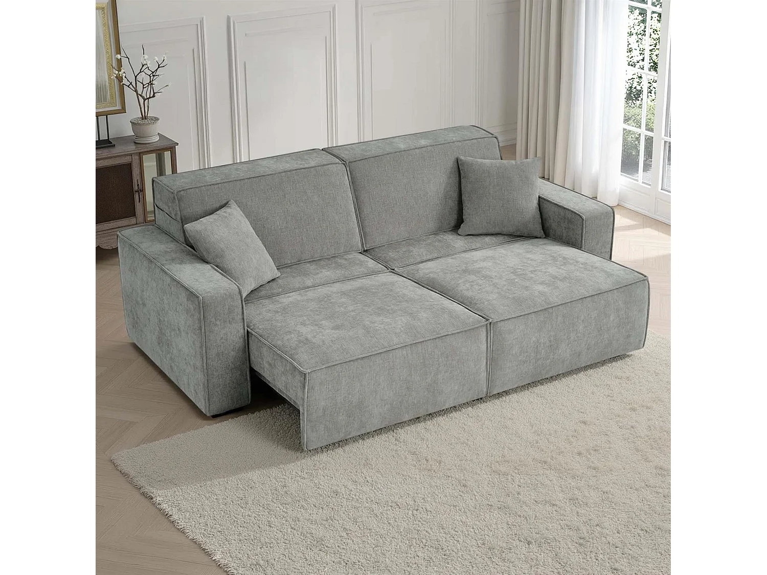 Huxley Grey 3 Seater Electric Sofa Bed with Power Extension