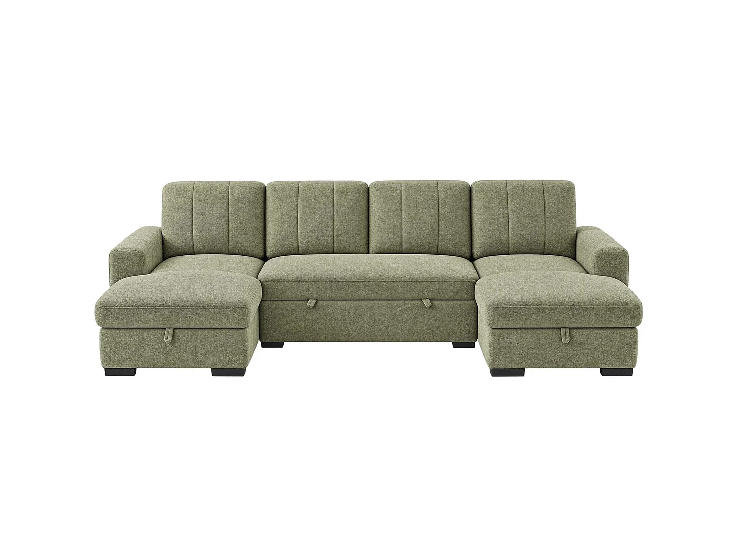 Comaro Green U Shaped Sofa Bed 5 Seater with Twin Storage Chaises