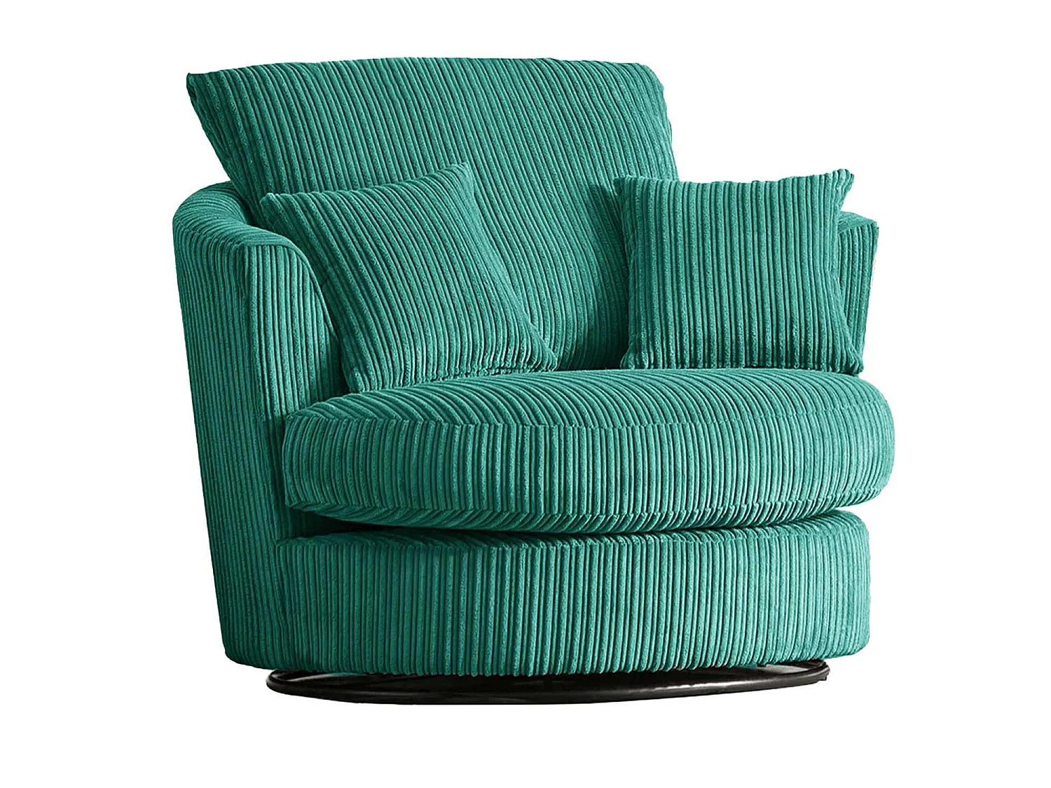 Luxor Teal Cord Single Seater Rotating Swivel Chair Living Room