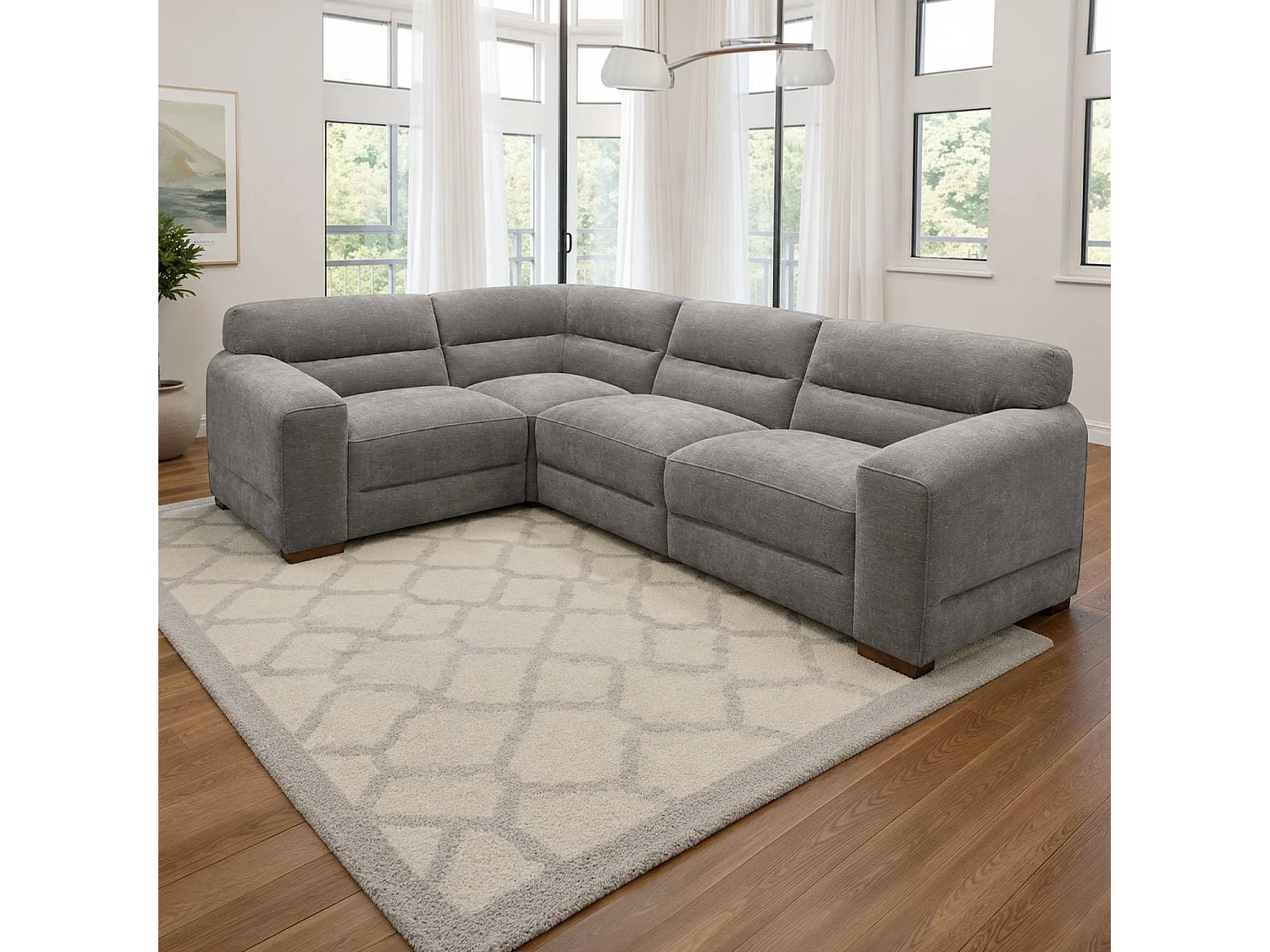 Clifton Grey Universal Corner Sofa Large Soft Fabric Sectional Couch