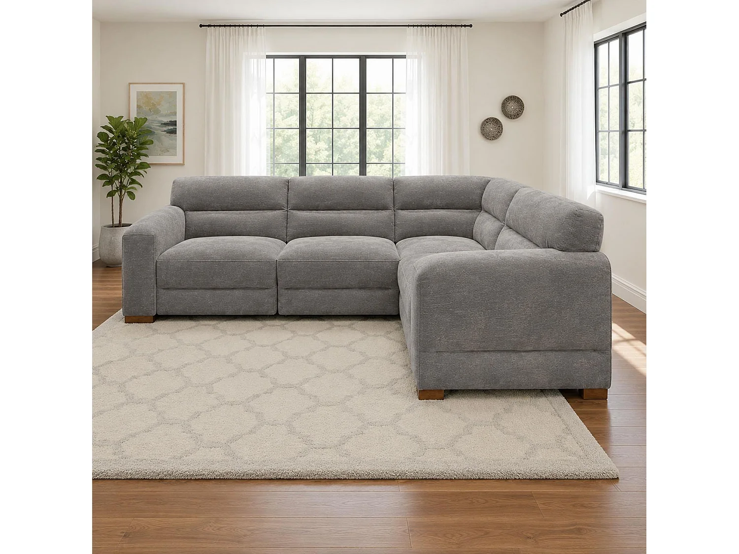 Clifton Grey Universal Corner Sofa Large Soft Fabric Sectional Couch