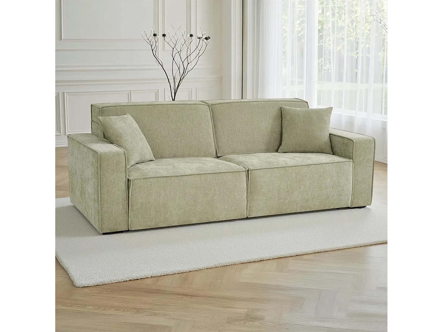 Huxley Green 3 Seater Electric Sofa Bed with Power Extension