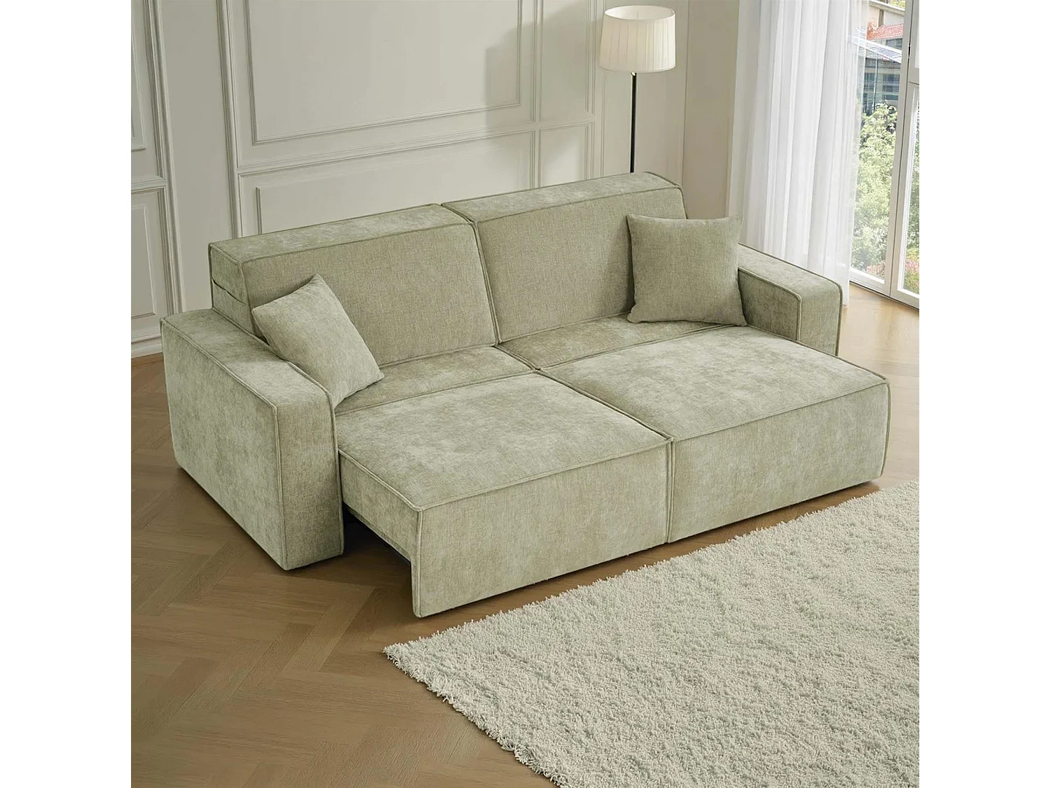 Huxley Green 3 Seater Electric Sofa Bed with Power Extension