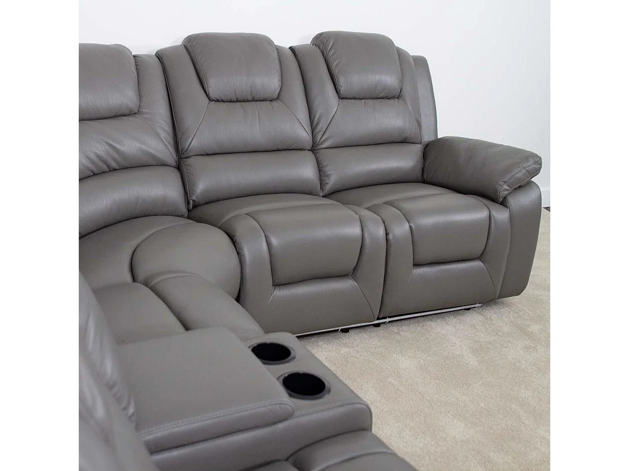 Oxbridge Grey 5 Seater Electric Recliner Corner Sofa LED USB Storage