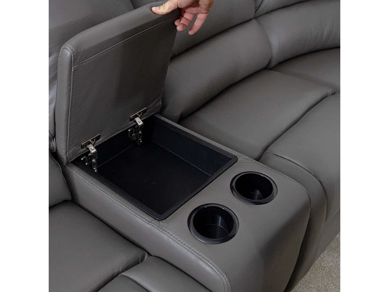 Oxbridge Grey 5 Seater Electric Recliner Corner Sofa LED USB Storage