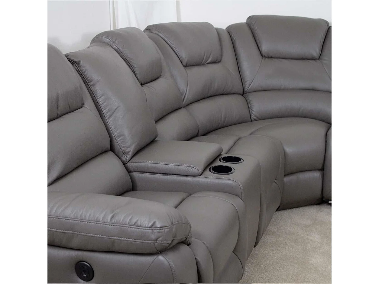 Oxbridge Grey 5 Seater Electric Recliner Corner Sofa LED USB Storage