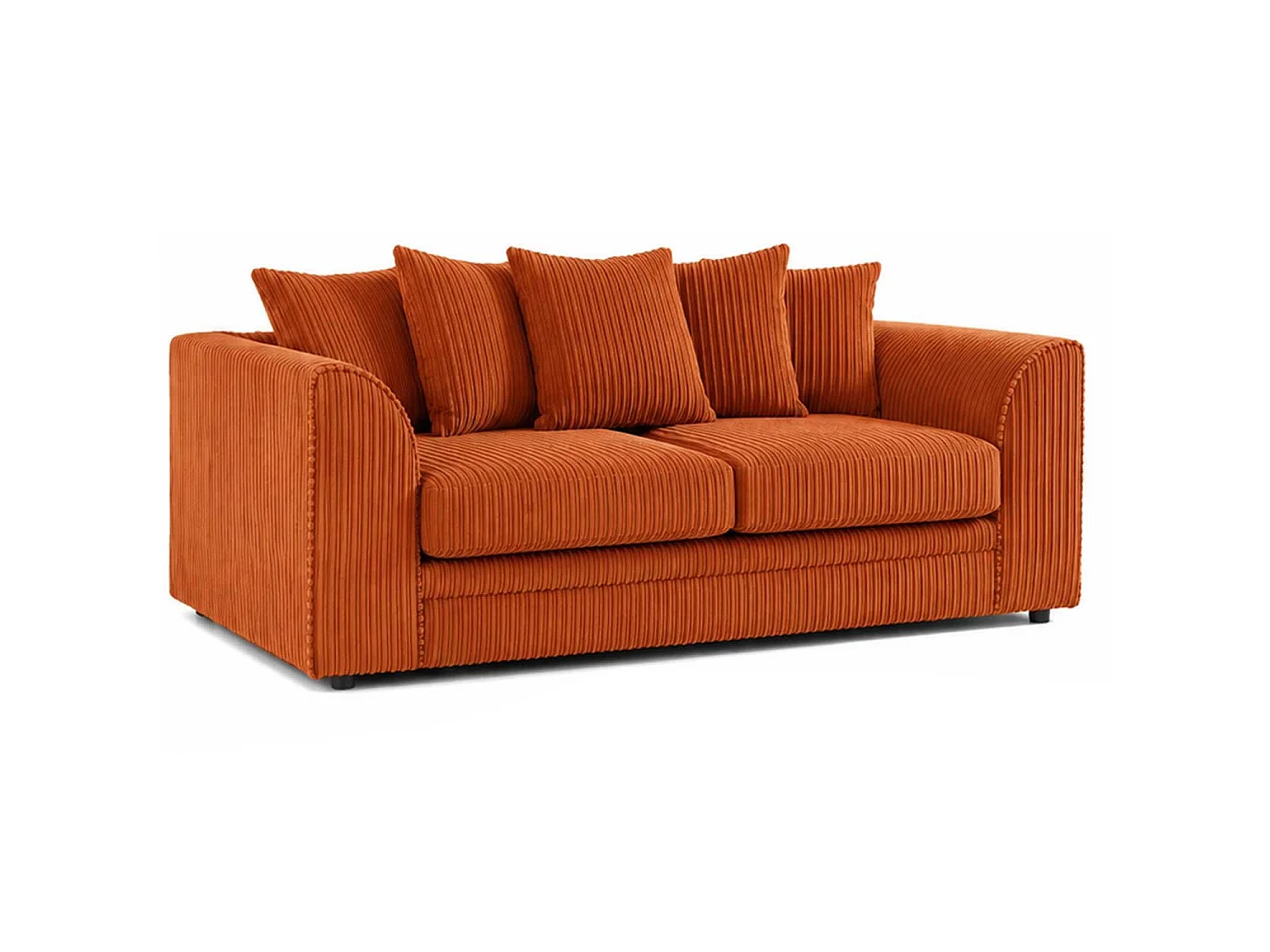 Luxor 3 Seater Sofa Scatter Back Fabric Jumbo Cord Orange