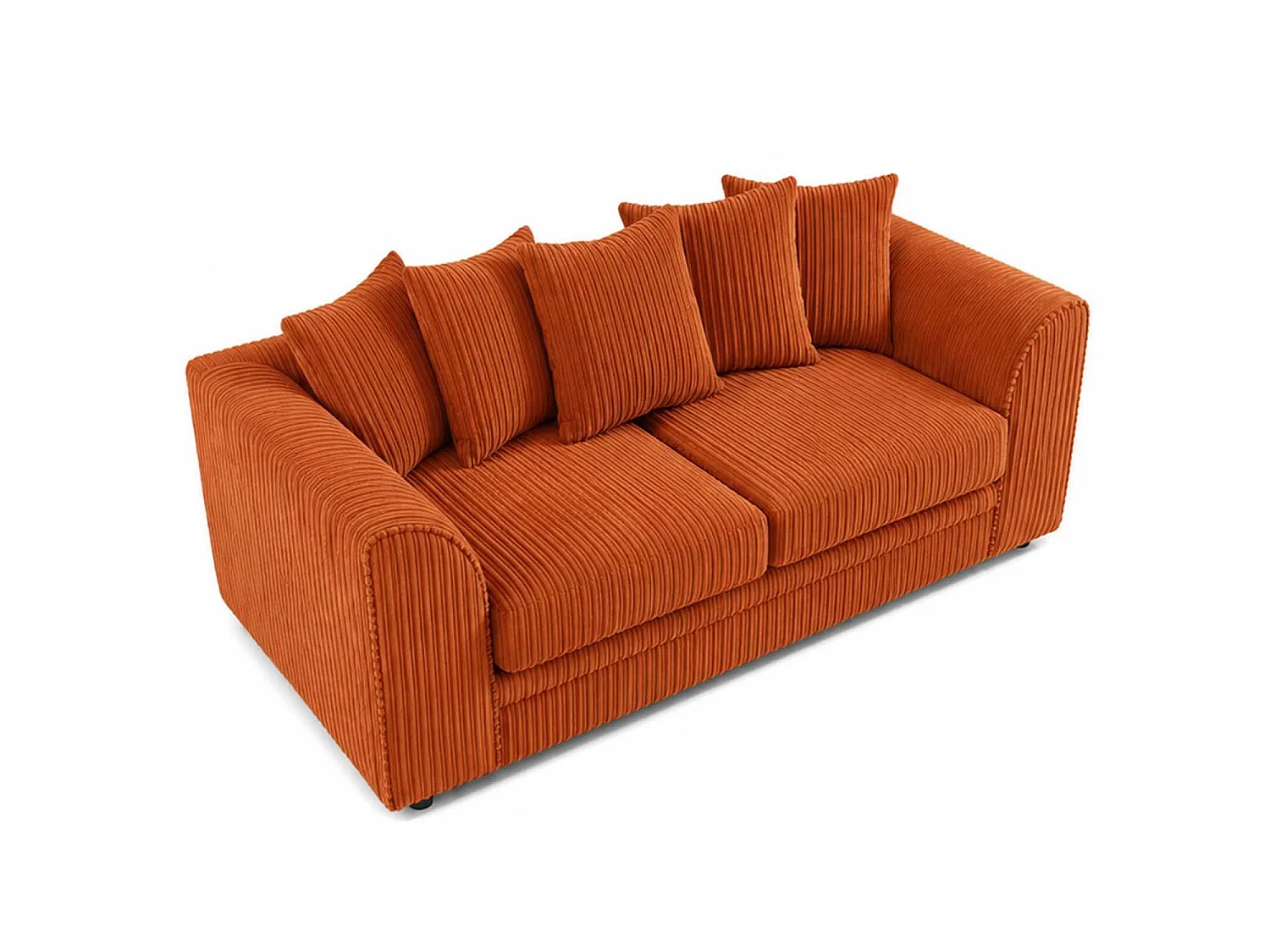 Luxor 3 Seater Sofa Scatter Back Fabric Jumbo Cord Orange