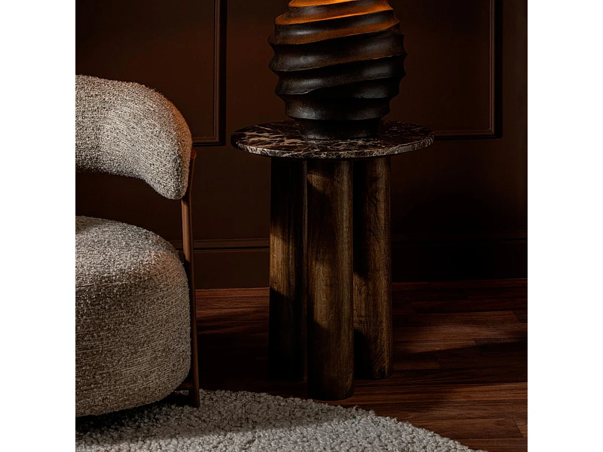 Table d'Appoint en Marbre "Isaak" 60cm Marron