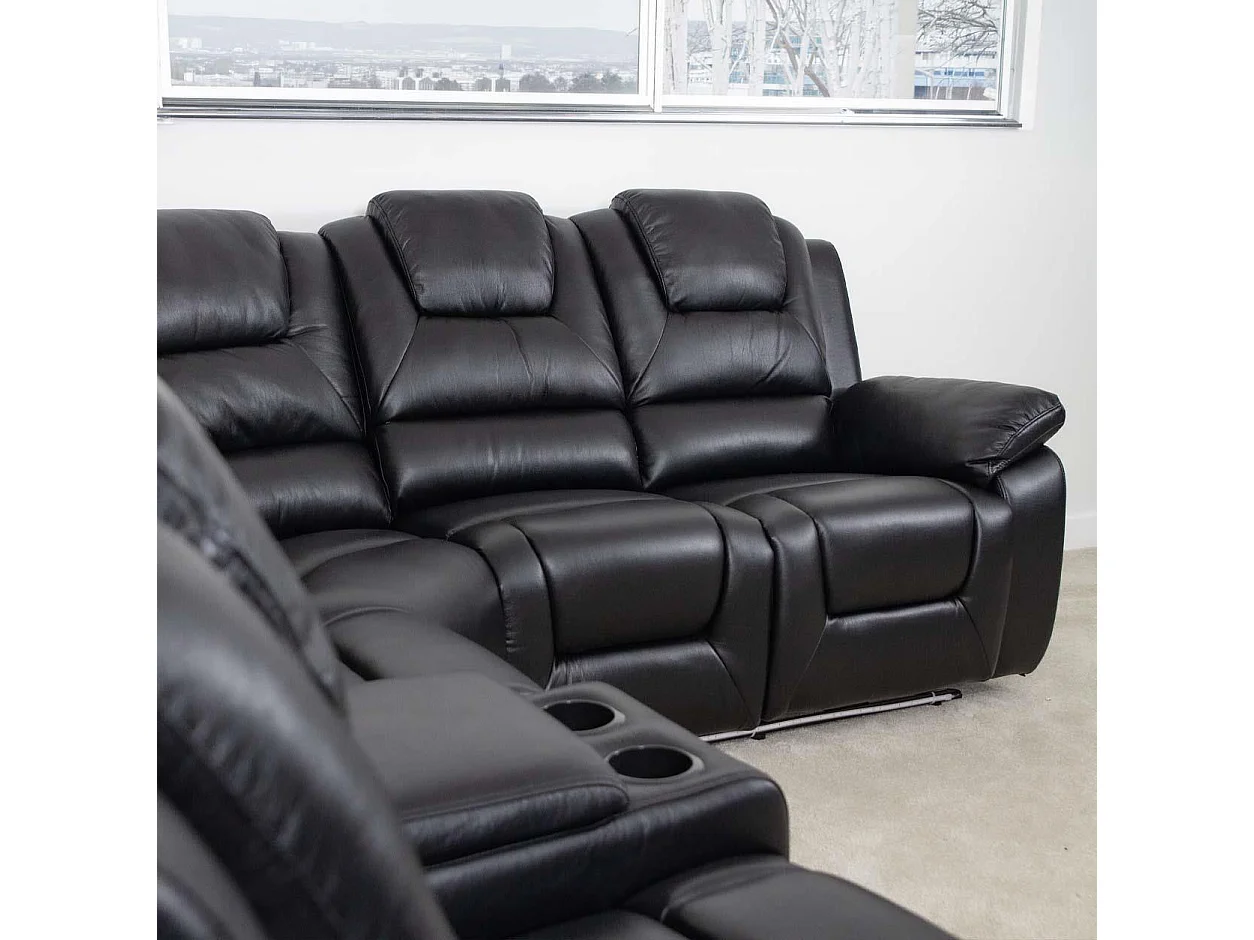 Oxbridge Black 5 Seater Electric Recliner Corner Sofa LED USB Storage