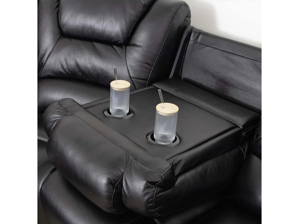 Oxbridge Black 5 Seater Electric Recliner Corner Sofa LED USB Storage