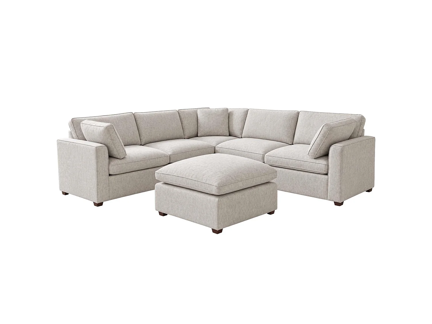 Seaton Grey 5 Seater Linen Weave Corner Sofa with Footstool