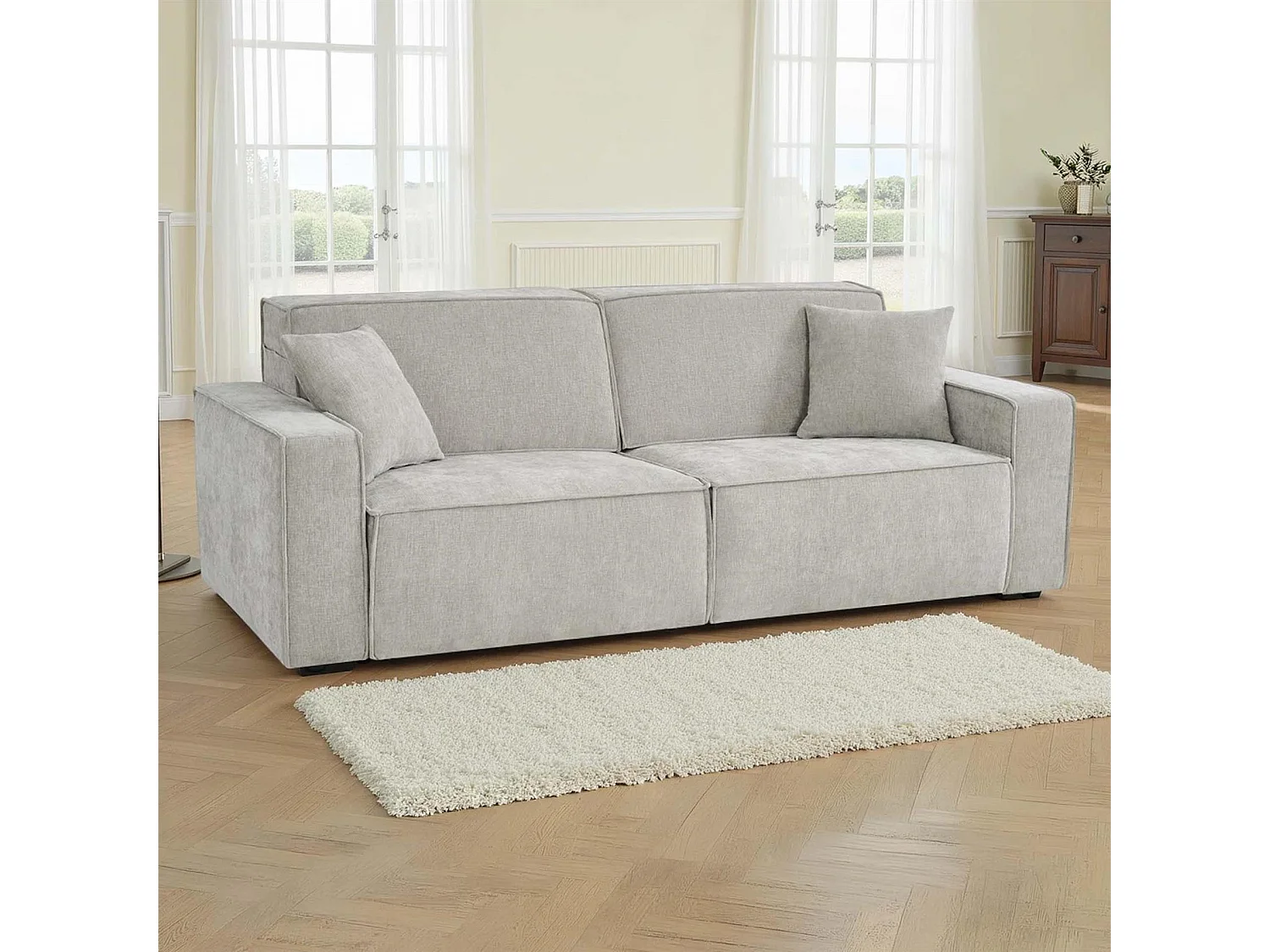 Huxley Beige 3 Seater Electric Sofa Bed with Power Extension