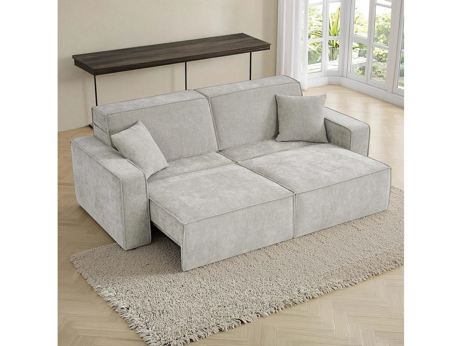 Huxley Beige 3 Seater Electric Sofa Bed with Power Extension