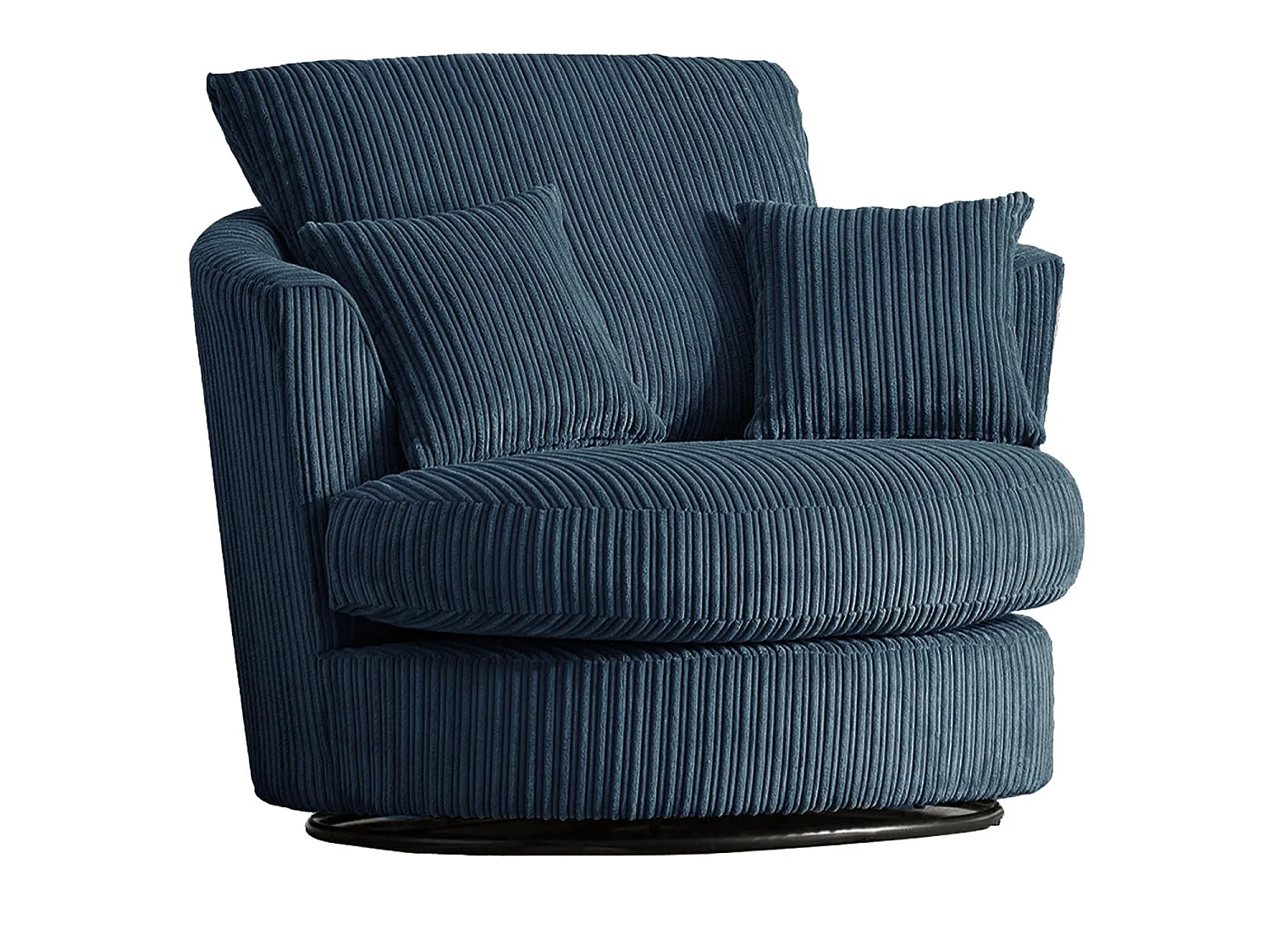 Luxor Navy Blue Cord Single Seater Rotating Swivel Chair Living Room