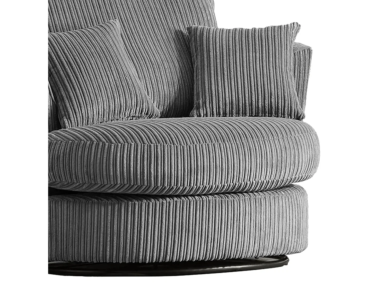 Luxor Grey Cord Single Seater Rotating Swivel Chair Living Room