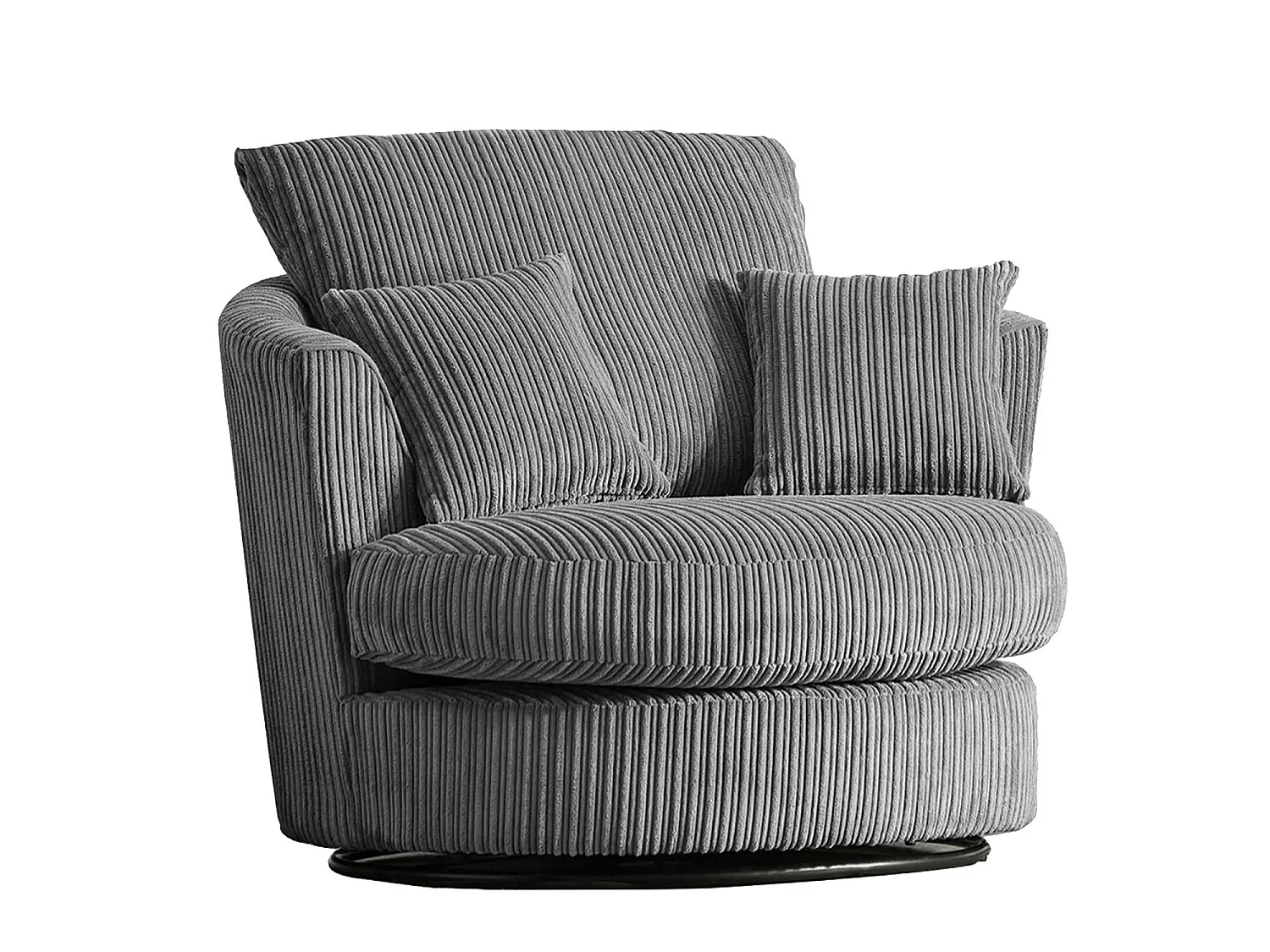 Luxor Grey Cord Single Seater Rotating Swivel Chair Living Room