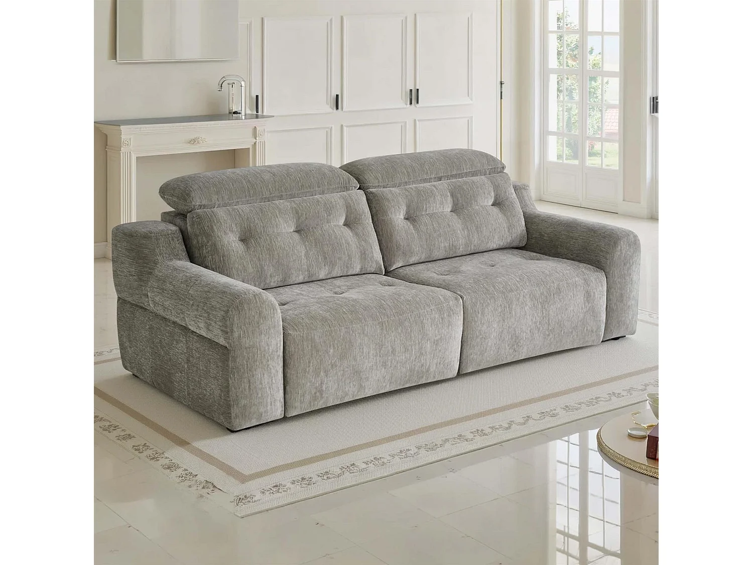 Harrington Grey Electric Sofa Bed Chenille Adjustable Headrests