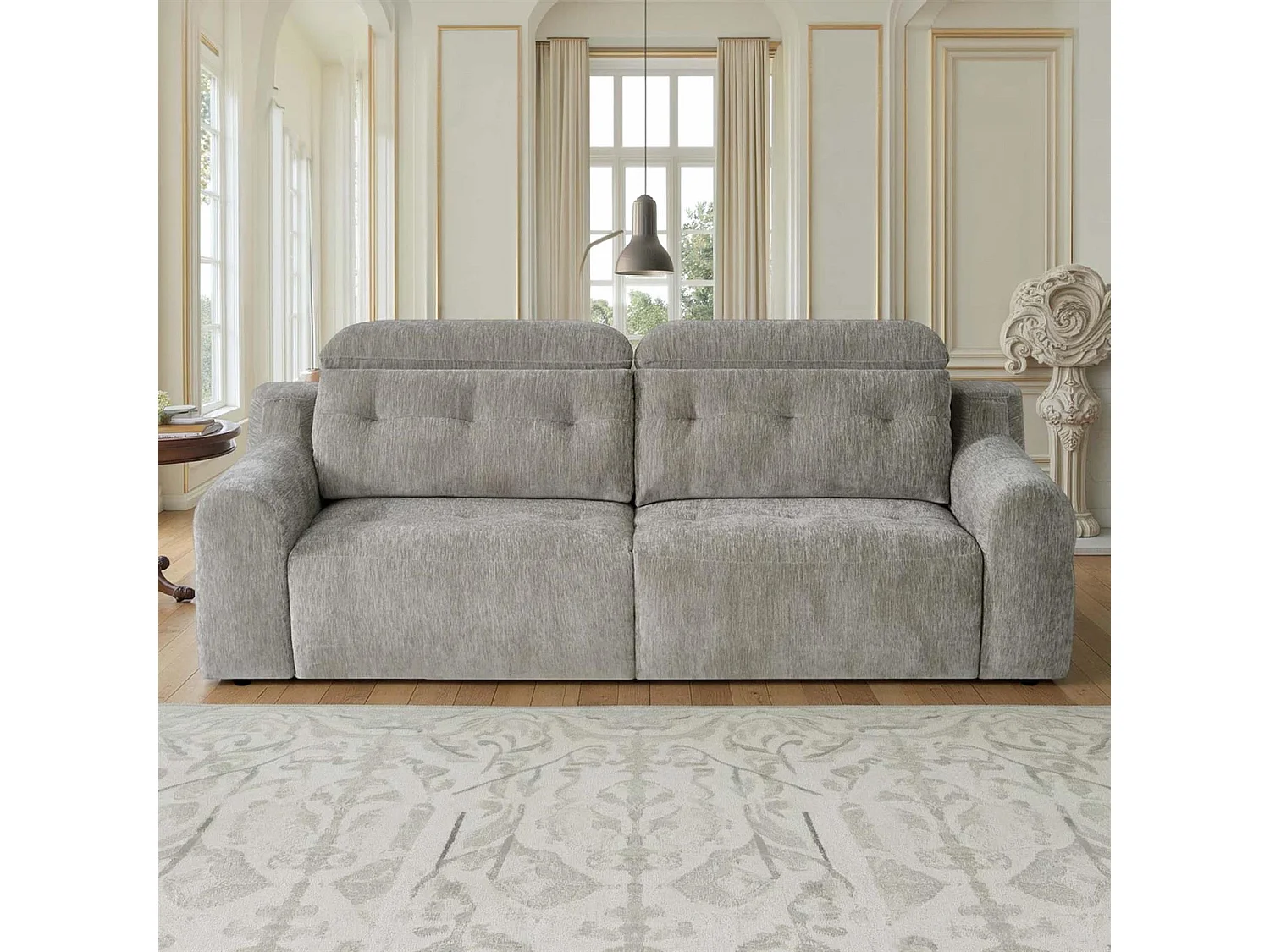 Harrington Grey Electric Sofa Bed Chenille Adjustable Headrests