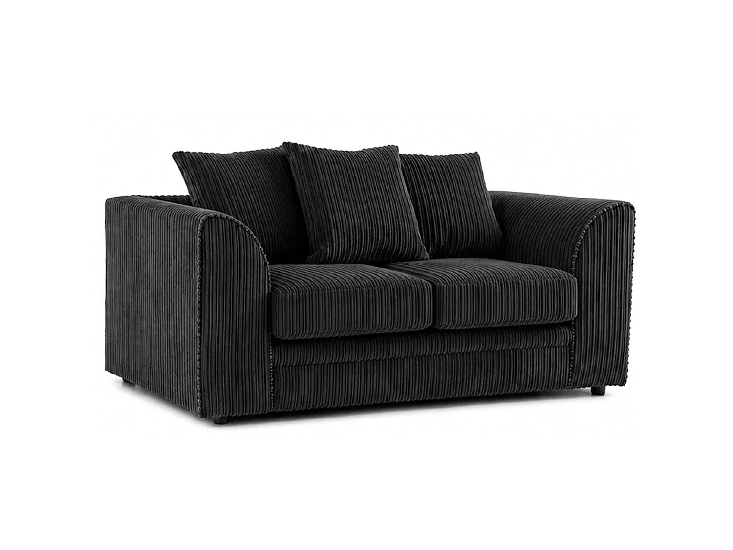 Luxor 2 Seater Sofa Scatter Back Fabric Jumbo Cord Black
