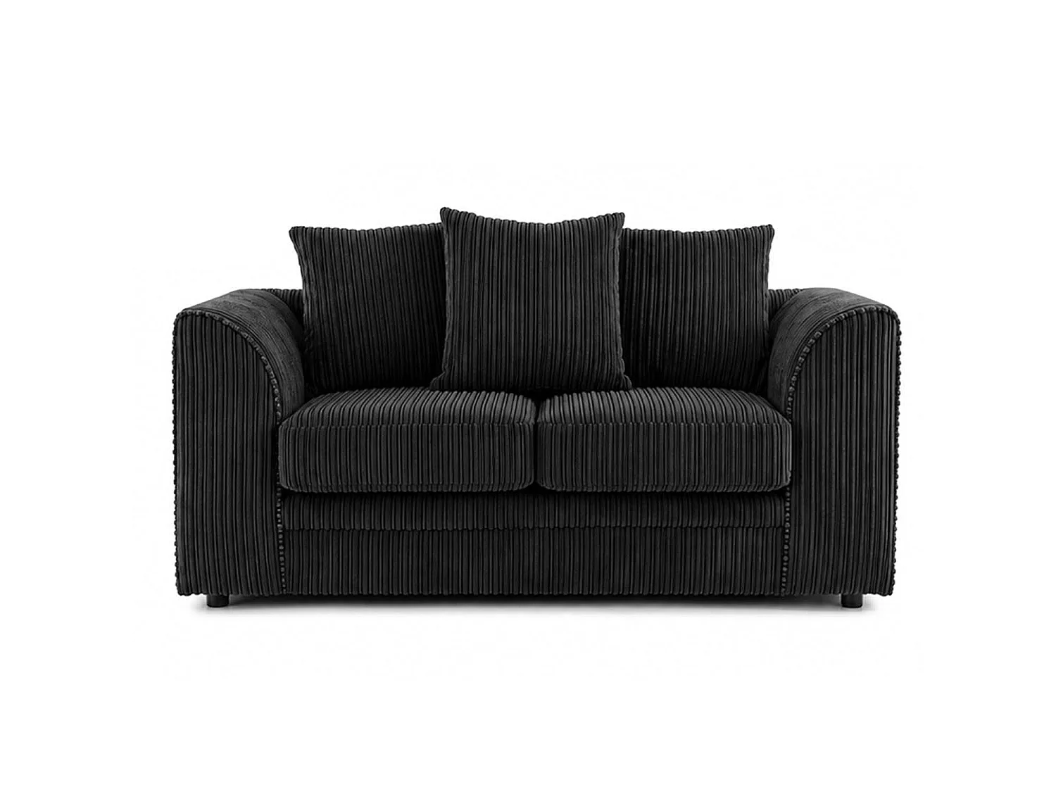Luxor 2 Seater Sofa Scatter Back Fabric Jumbo Cord Black