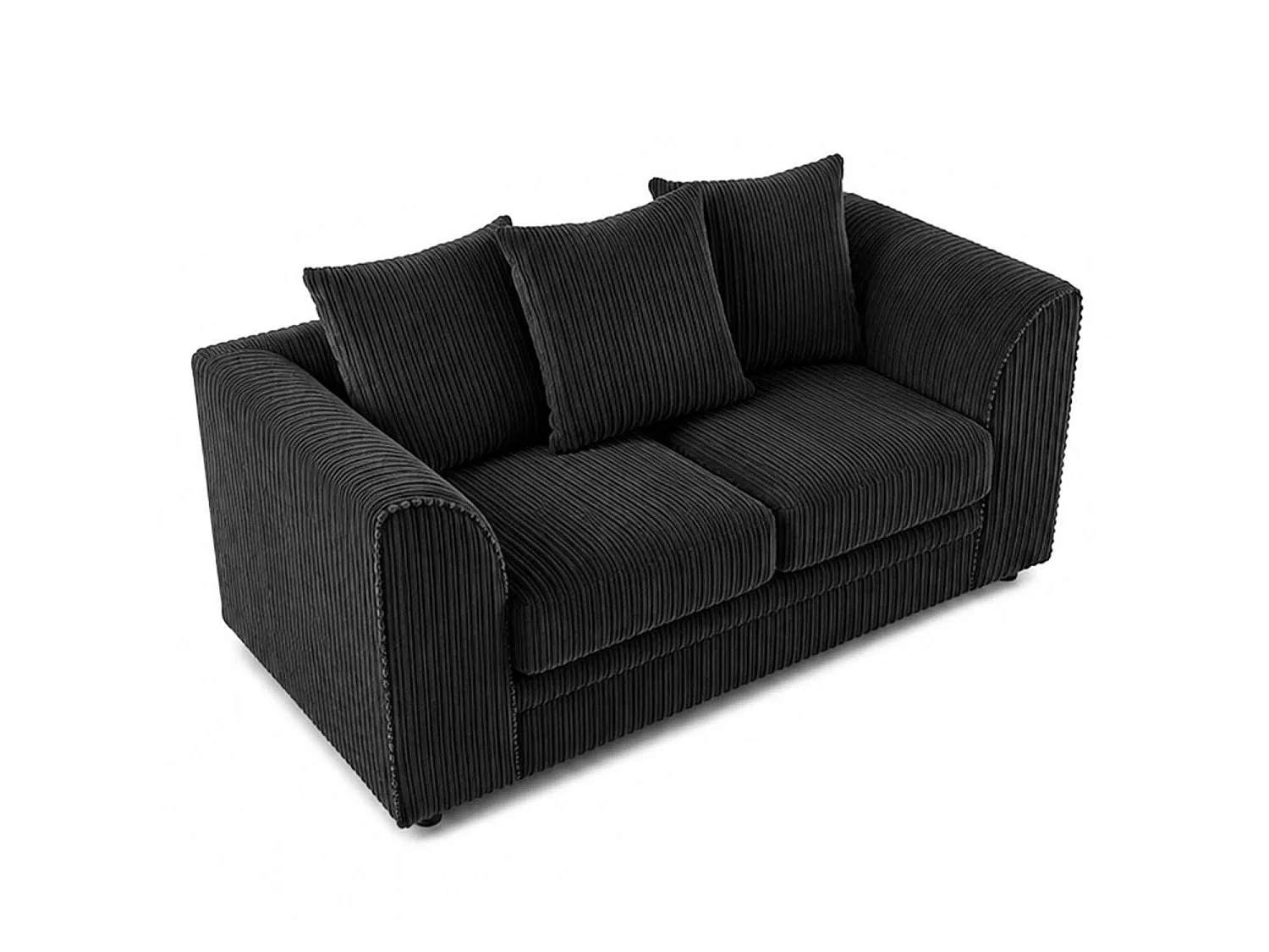 Luxor 2 Seater Sofa Scatter Back Fabric Jumbo Cord Black