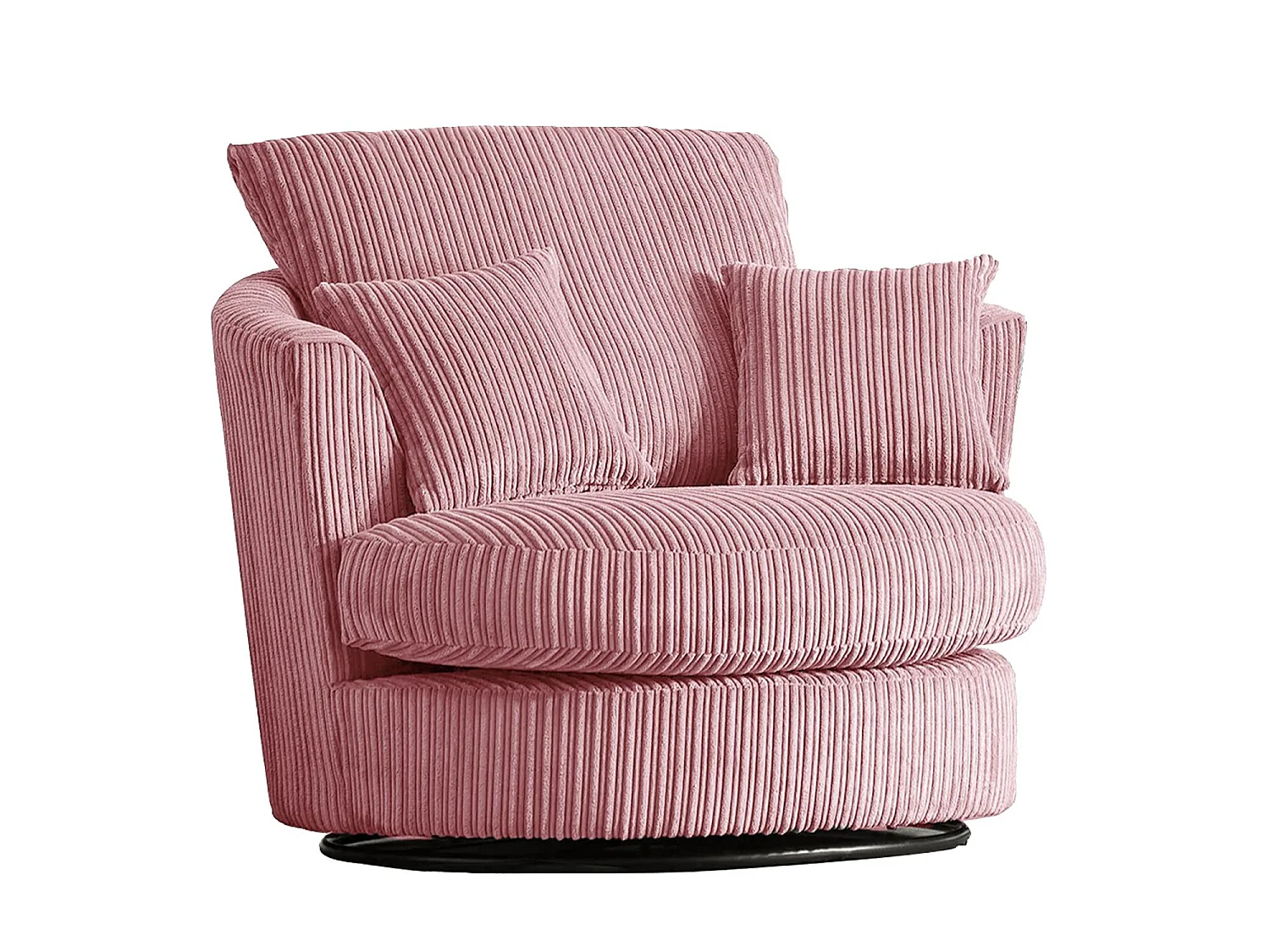 Luxor Pink Cord Single Seater Rotating Swivel Chair Living Room