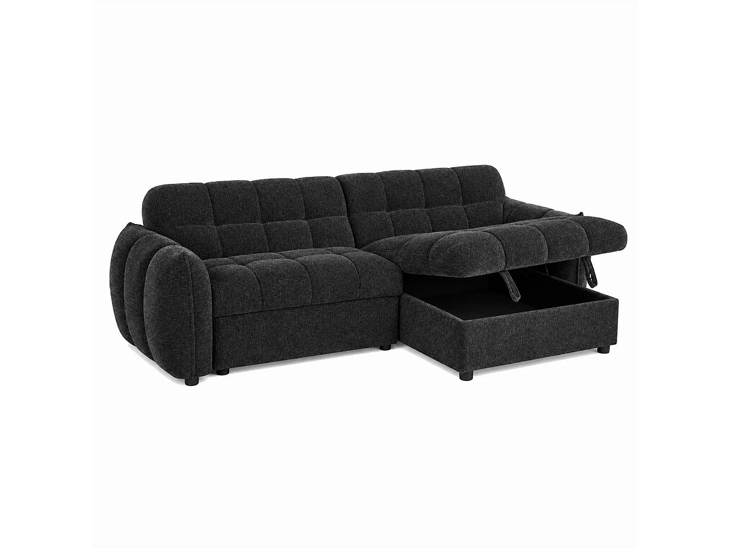 Fenton Black Universal Corner Sofa Bed with Storage Chaise Chenille