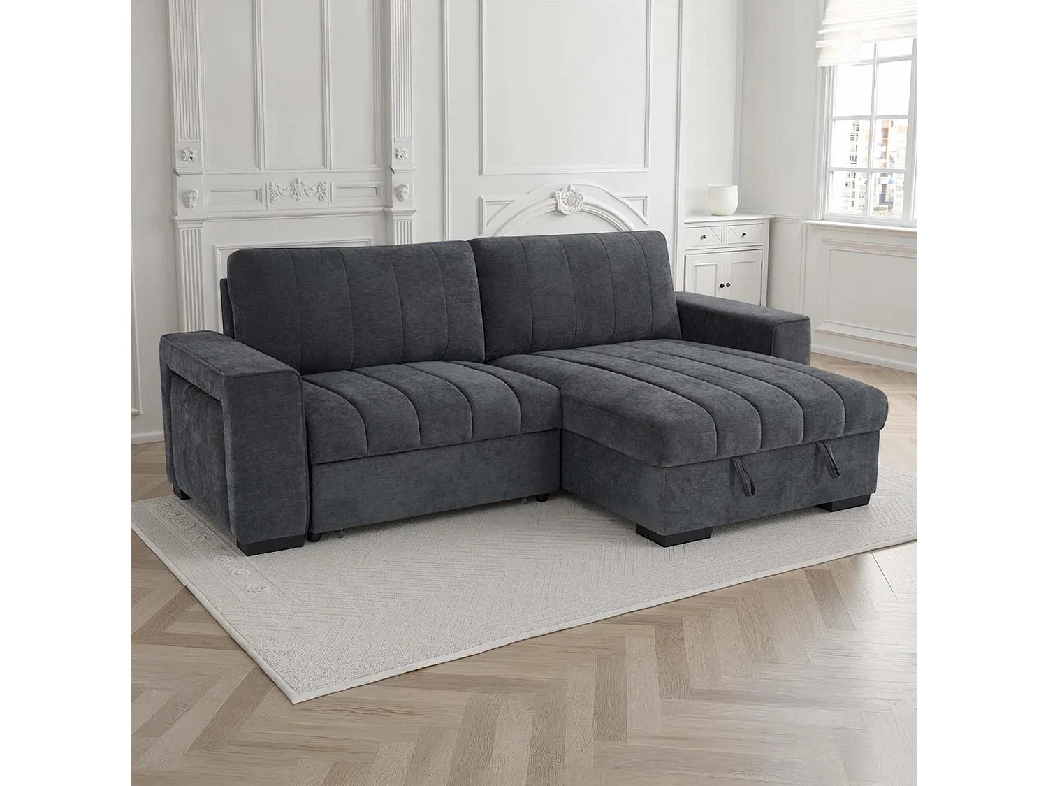 Frankie Grey Universal Corner Sofa Bed with Storage USB & Cupholder