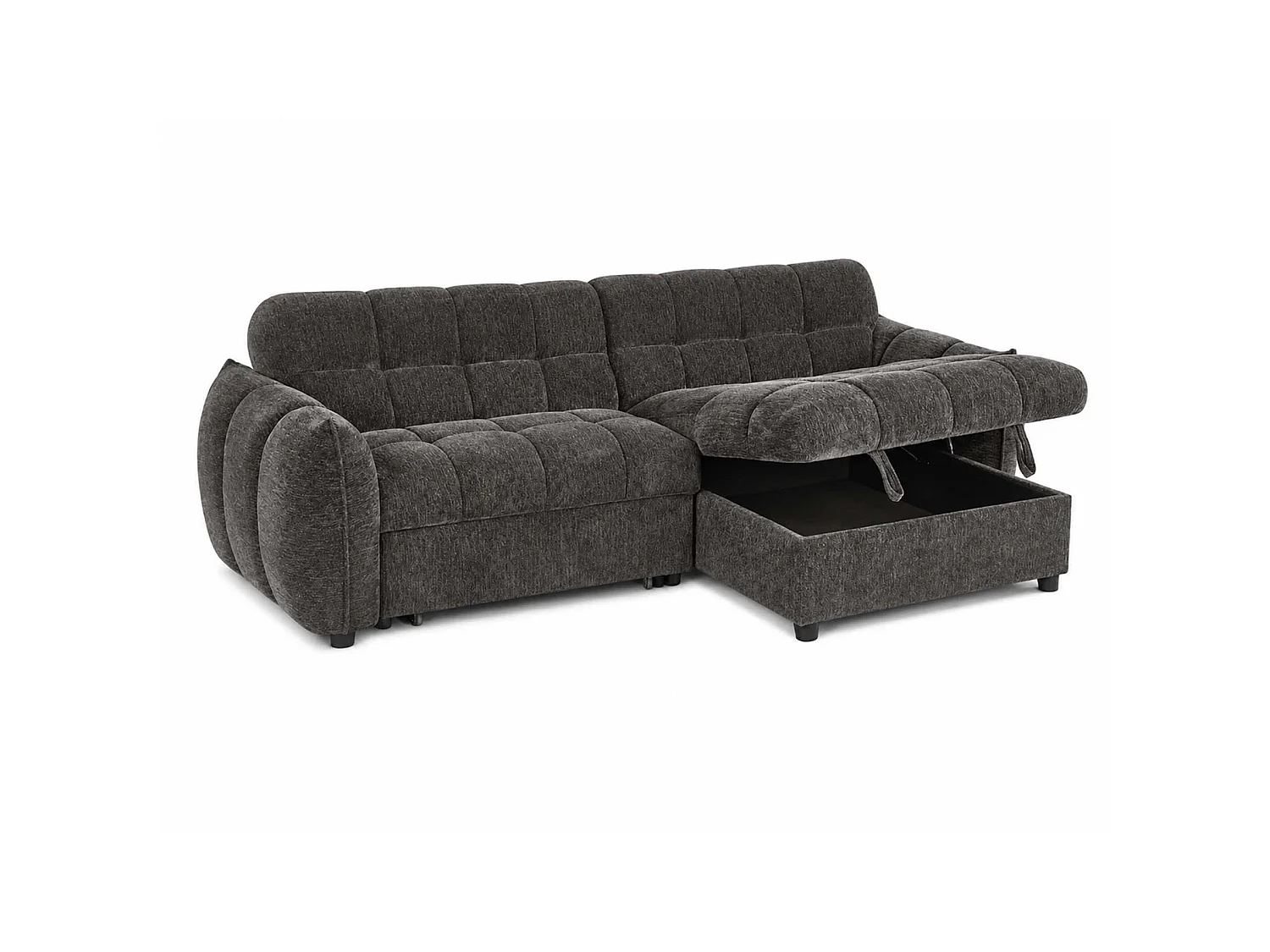 Fenton Grey Universal Corner Sofa Bed with Storage Chaise Chenille