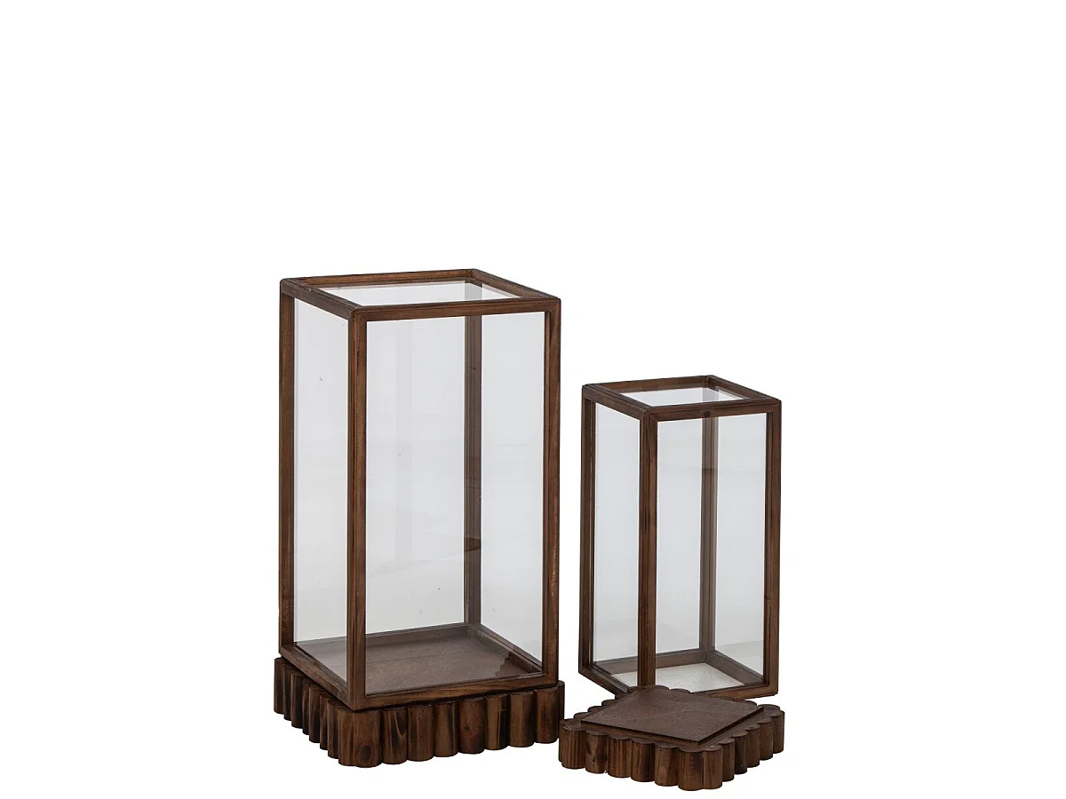 Lot de 2 Vitrines Déco en Bois "Sylvain" 66cm Marron